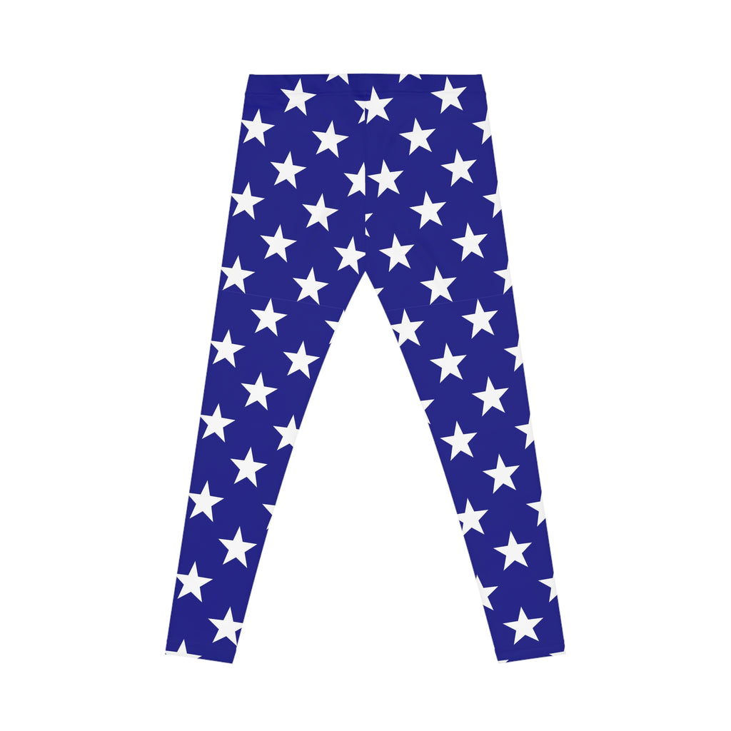 Blue Star Print Leggings — Women's Patriotic All-Over-Print Casual Leggings
