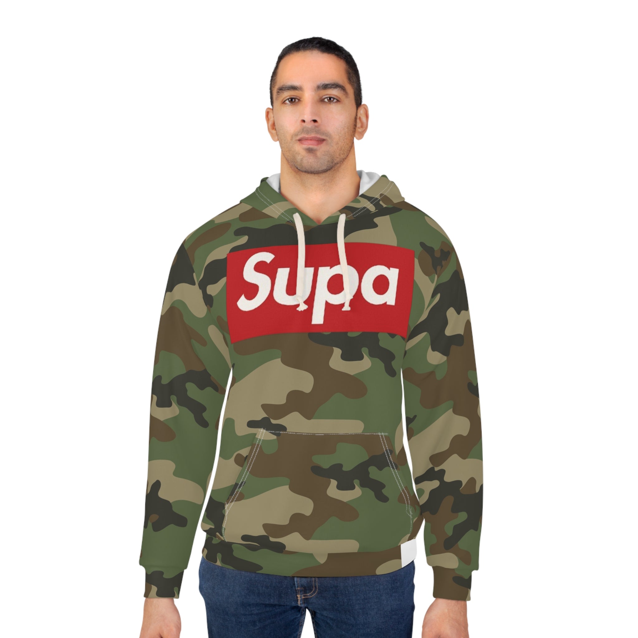 Camo 'Supa' Pullover Hoodie - All-Over Print Streetwear