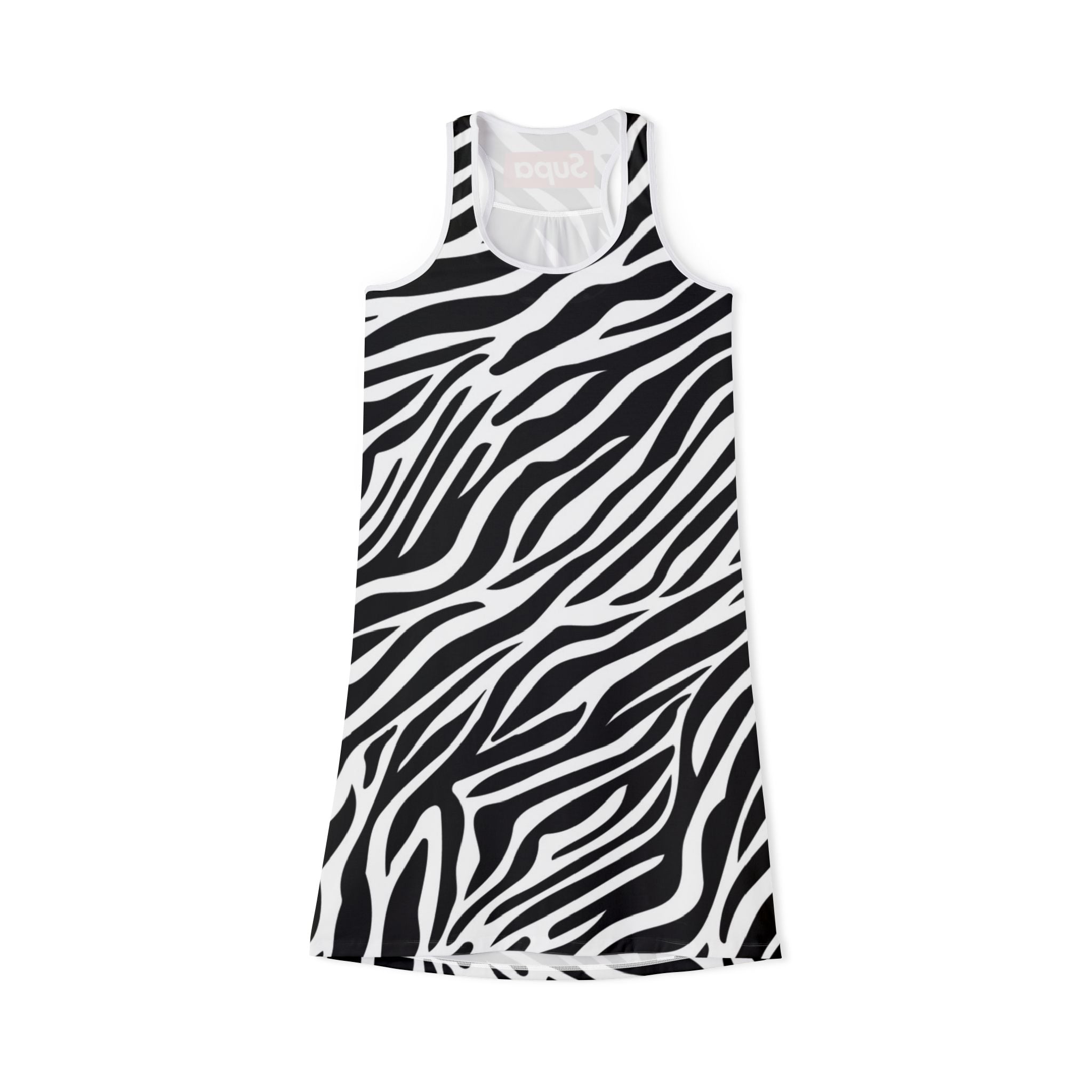 Zebra Print Racerback Dress — Black & White AOP Summer Dress