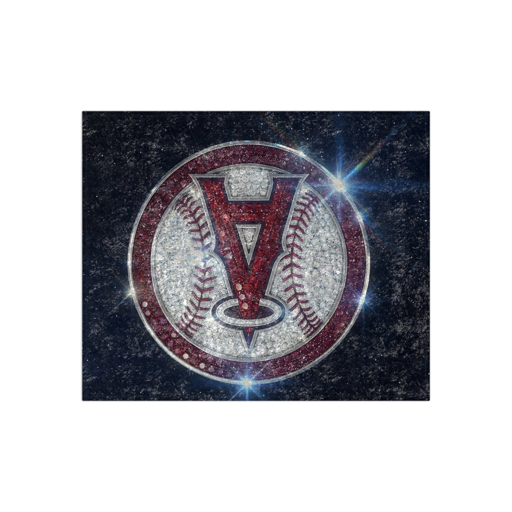 Crushed Velvet Baseball Logo Blanket — Sparkling Team Emblem Throw