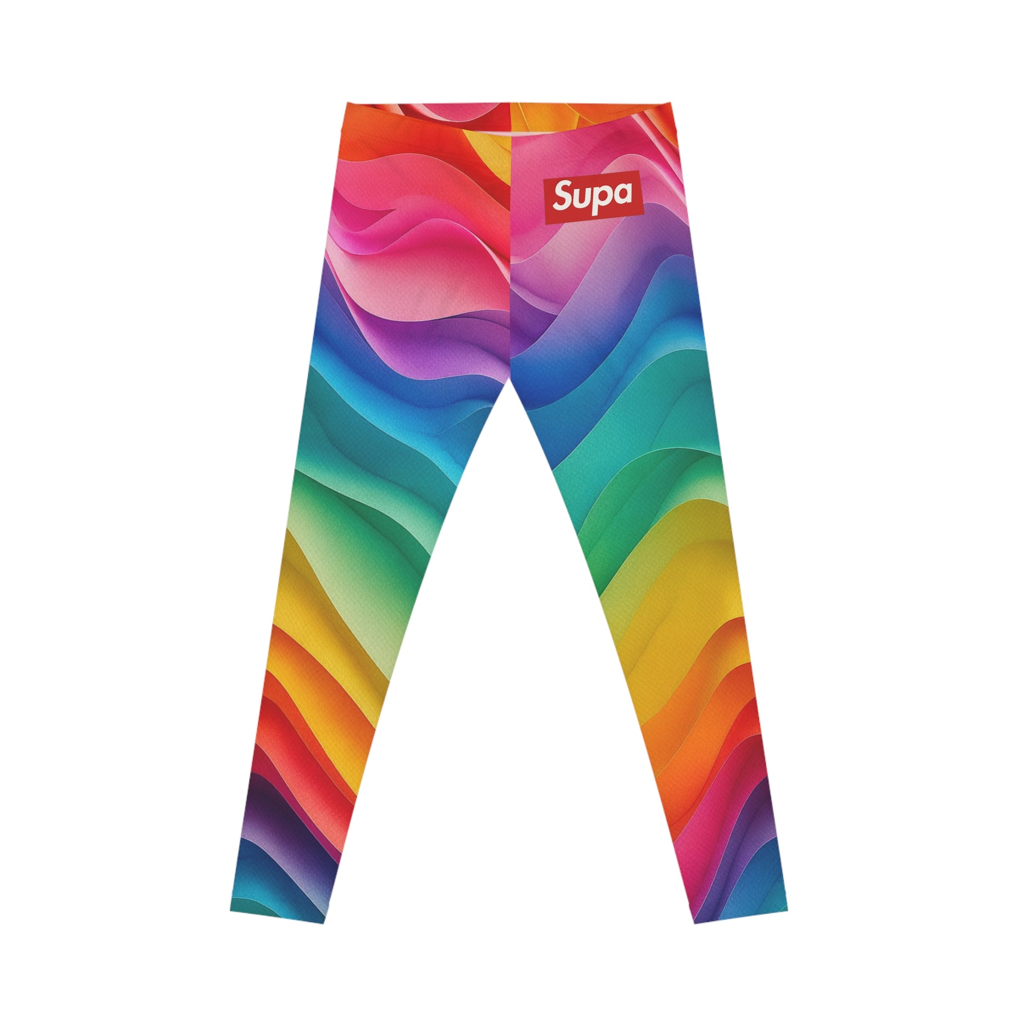Rainbow Wave Leggings — Colorful All-Over Print Women's Activewear