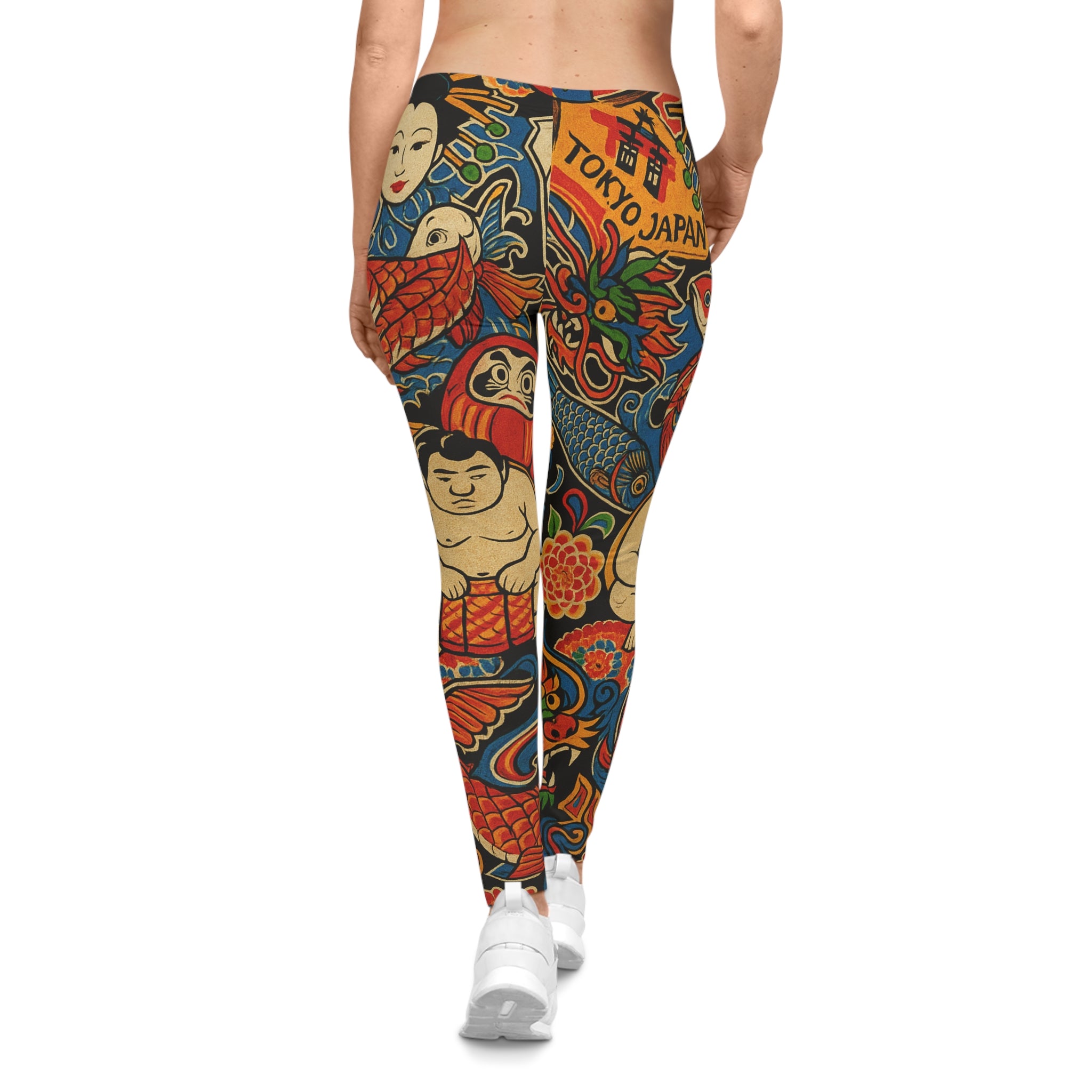 Tokyo Tattoo-Inspired Women's Leggings — Koi, Daruma & Sumo Print AOP