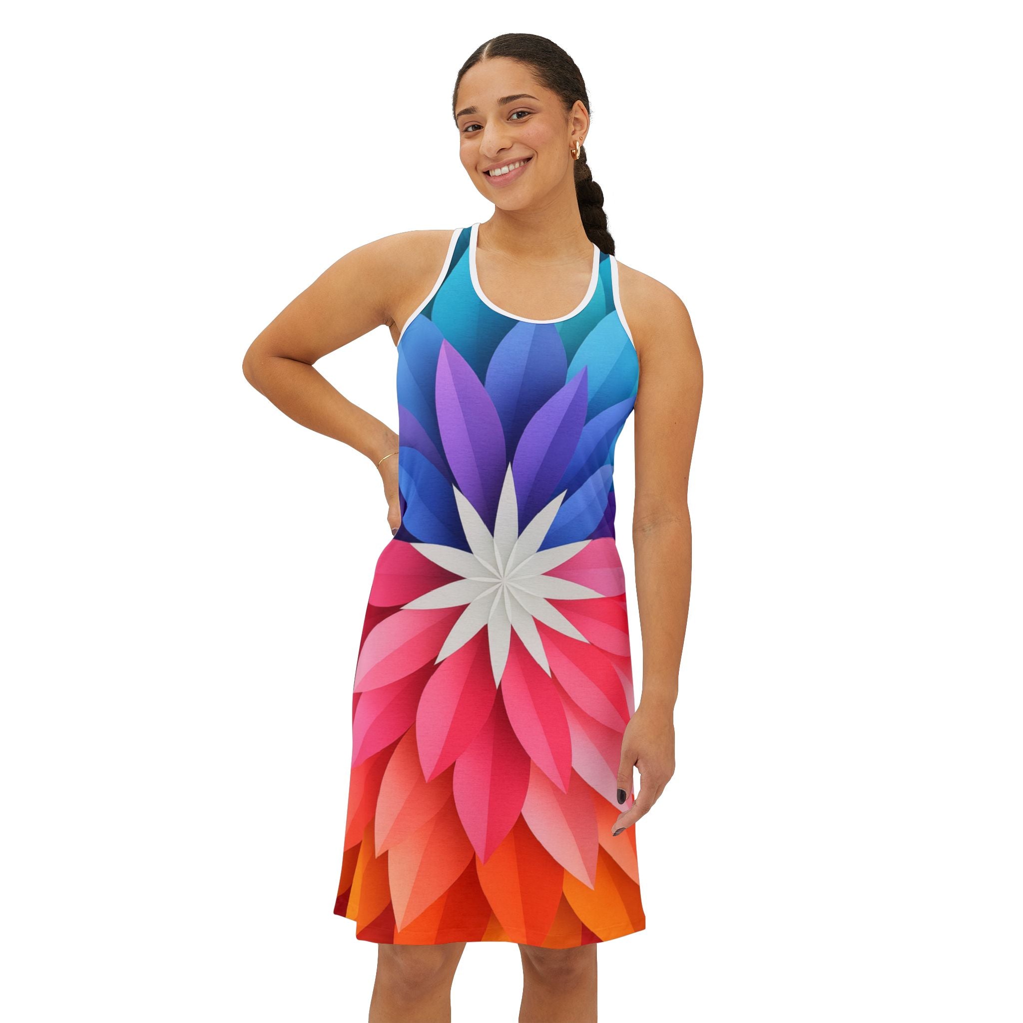 Colorburst Floral Racerback Dress — Bold All-Over-Print Sundress
