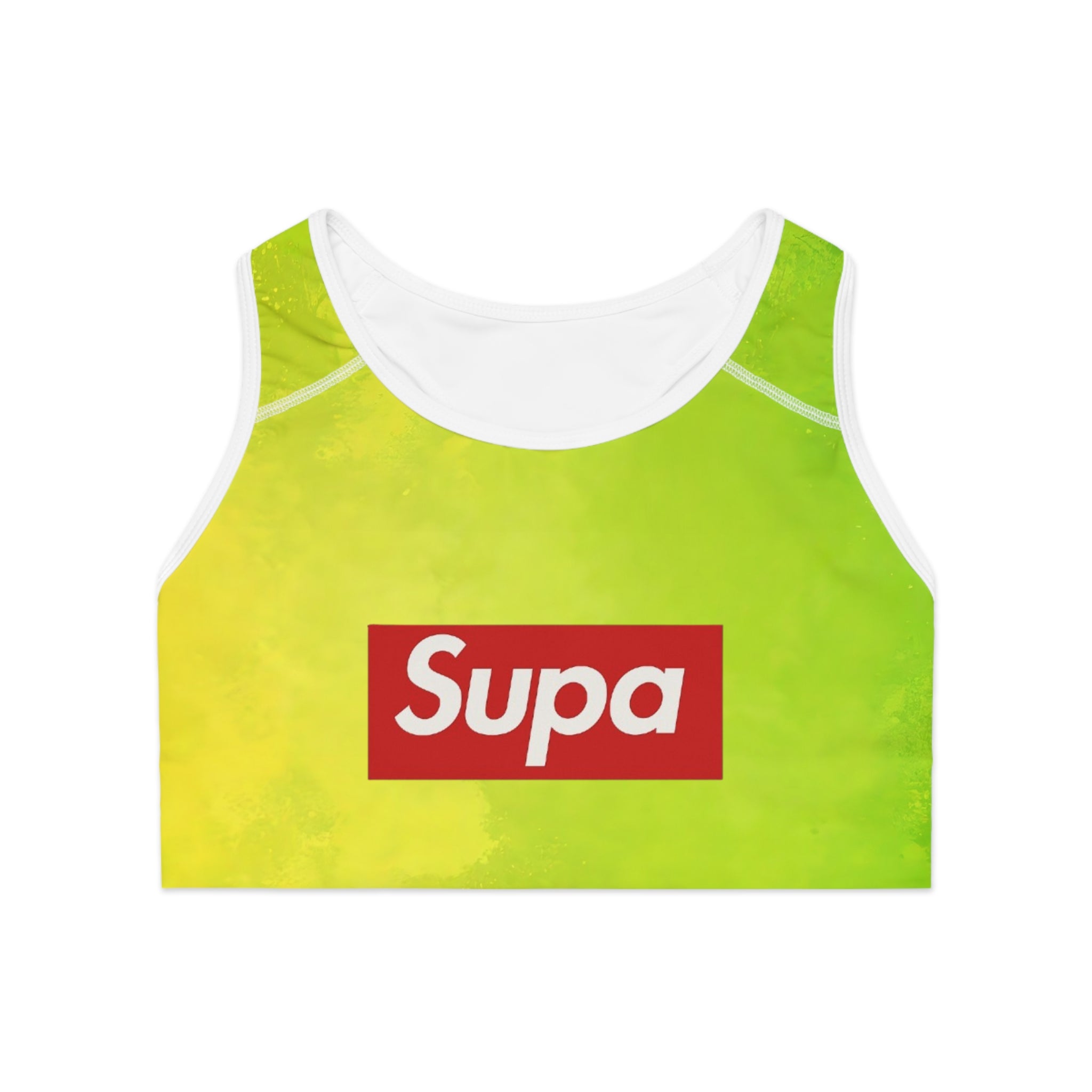 Supa Logo Sports Bra — Lime Tie-Dye Activewear