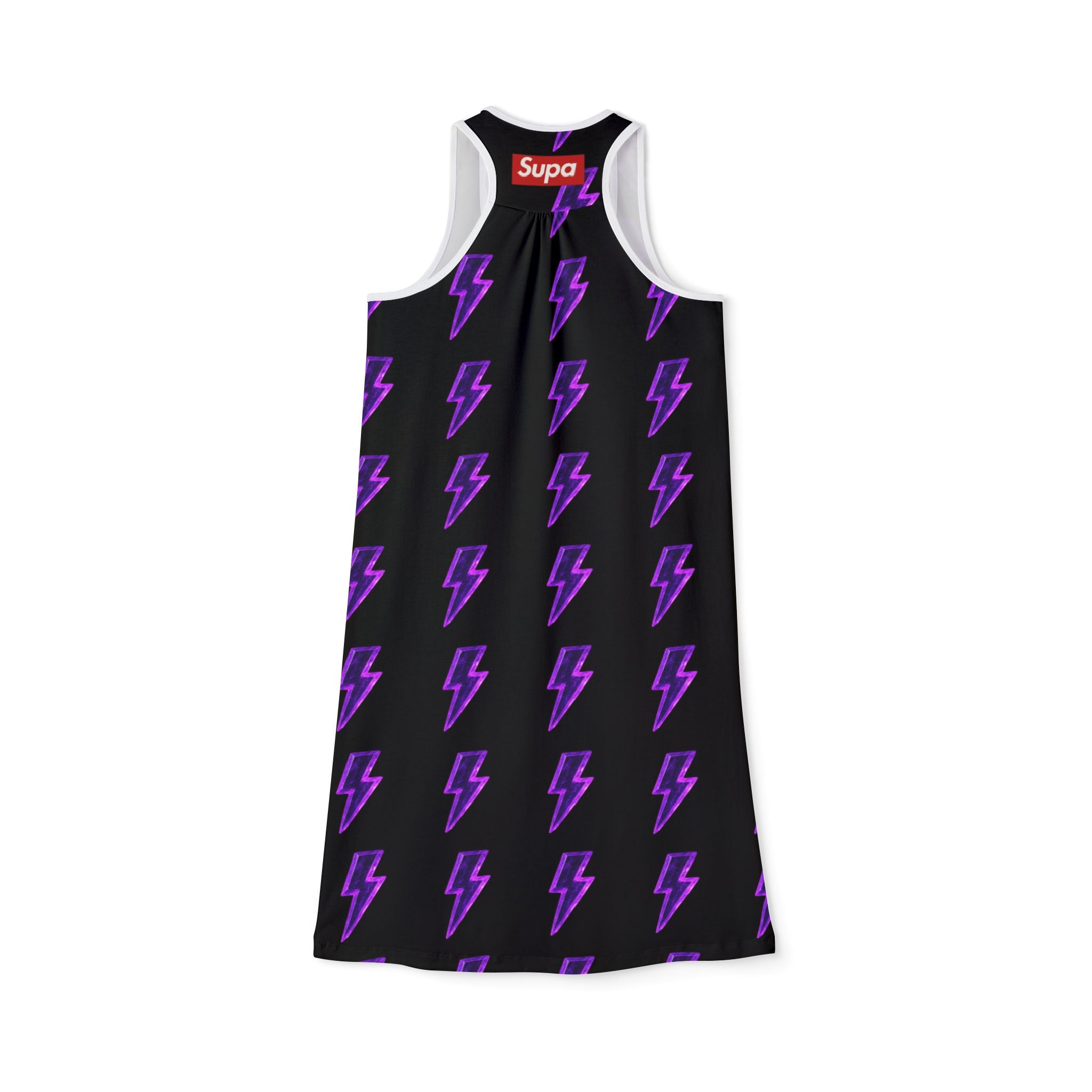 Purple Lightning Racerback Dress — Women's Electric Pattern AOP