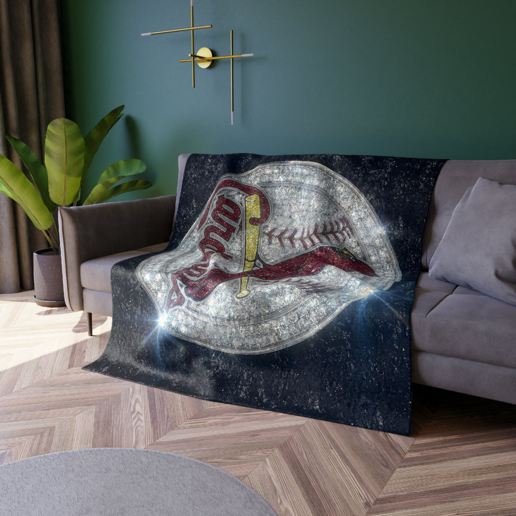 Crushed Velvet Cardinals Throw Blanket – Sparkle Baseball Logo Plush Throw