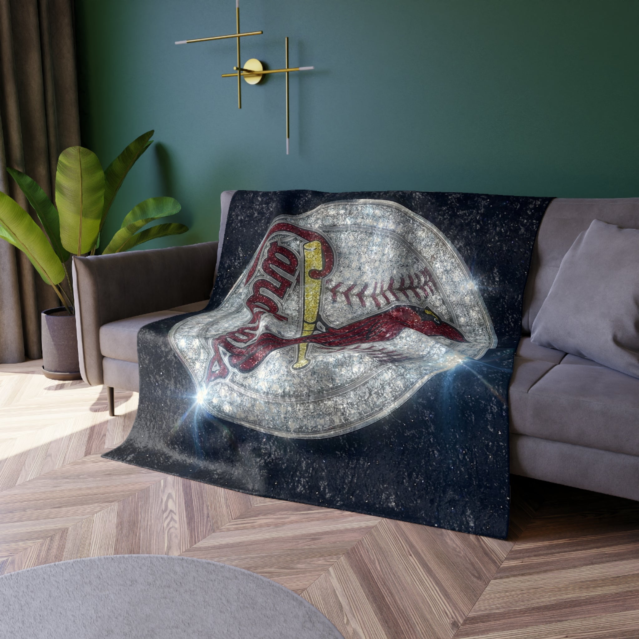 Crushed Velvet Cardinals Throw Blanket – Sparkle Baseball Logo Plush Throw