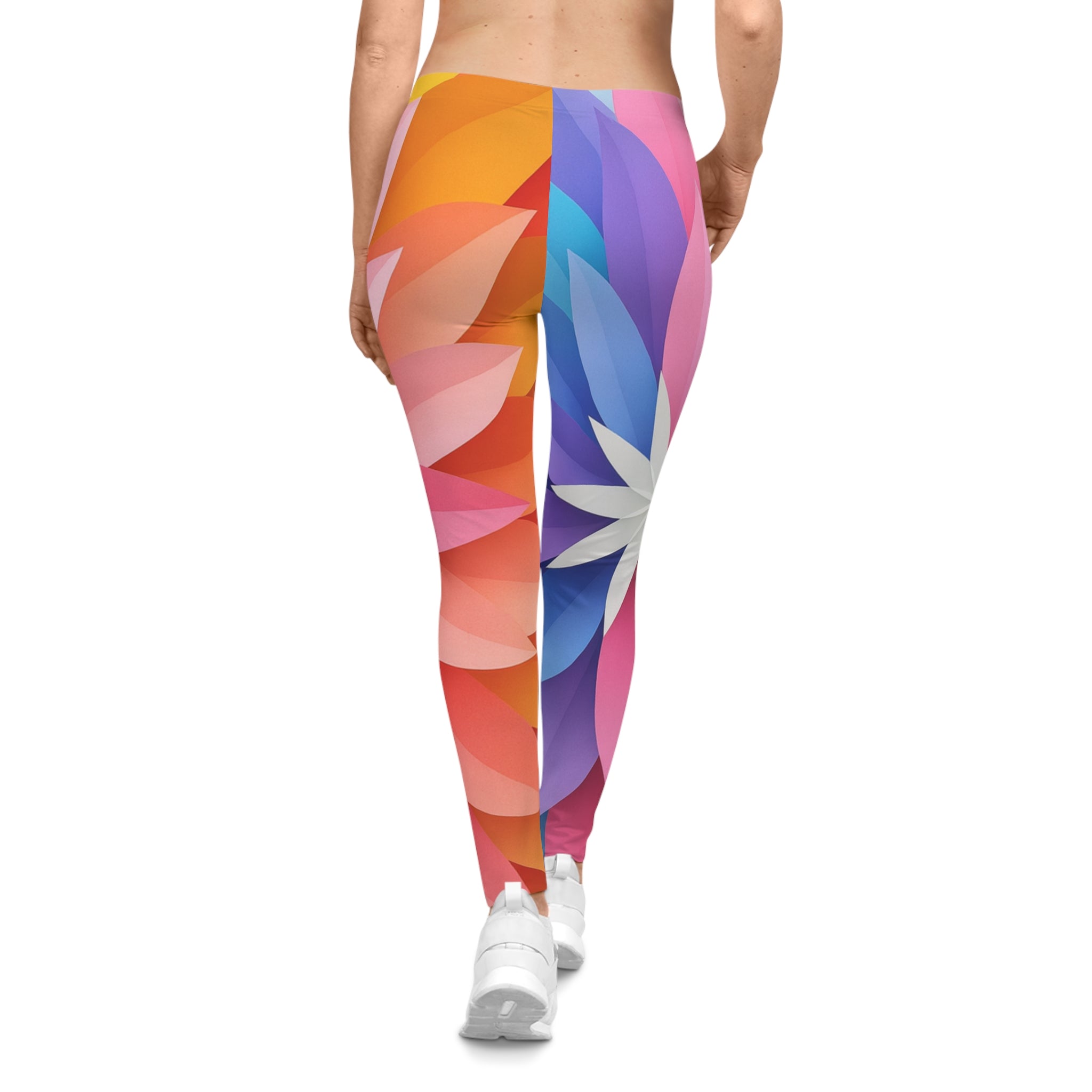 Floral Burst All-Over Print Leggings — Colorful Petal Pattern for Women