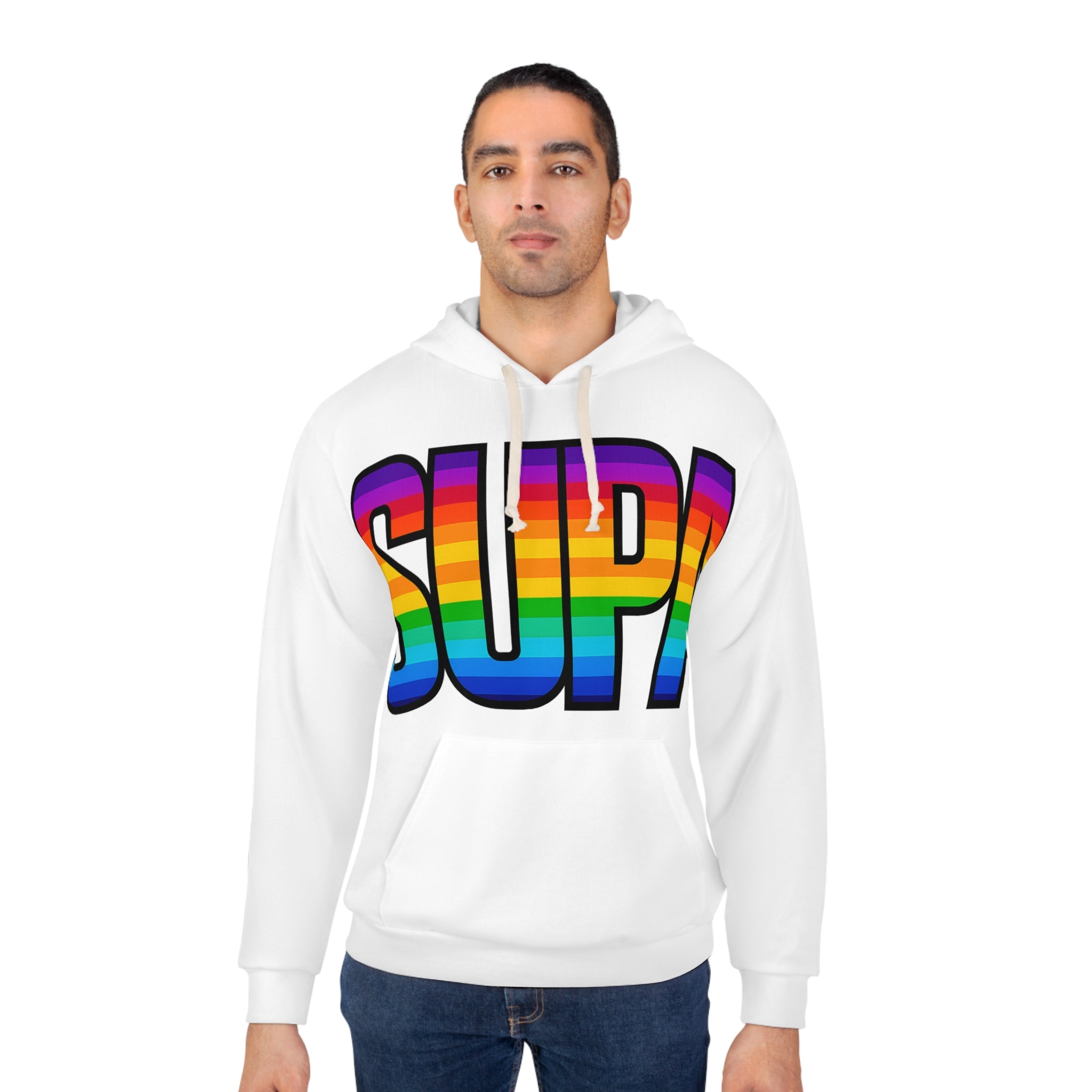 Supa Rainbow Logo Hoodie — Bold Retro Streetwear Pullover