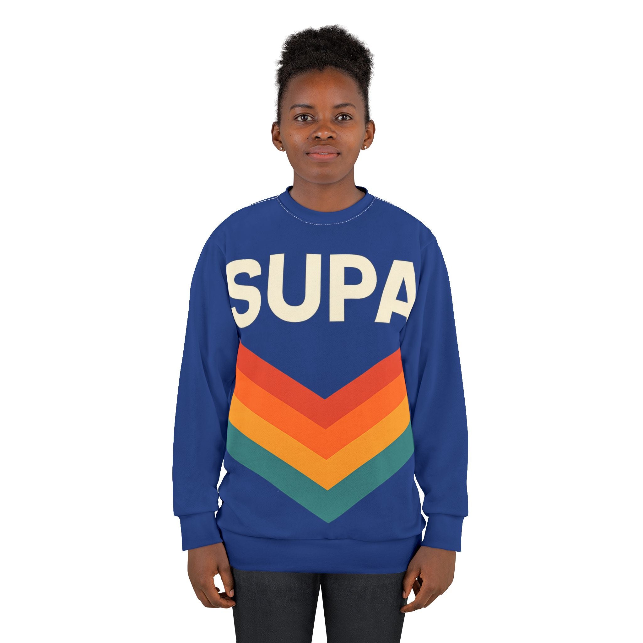 Supa Retro Chevron Sweatshirt — Vintage Rainbow Graphic Crewneck