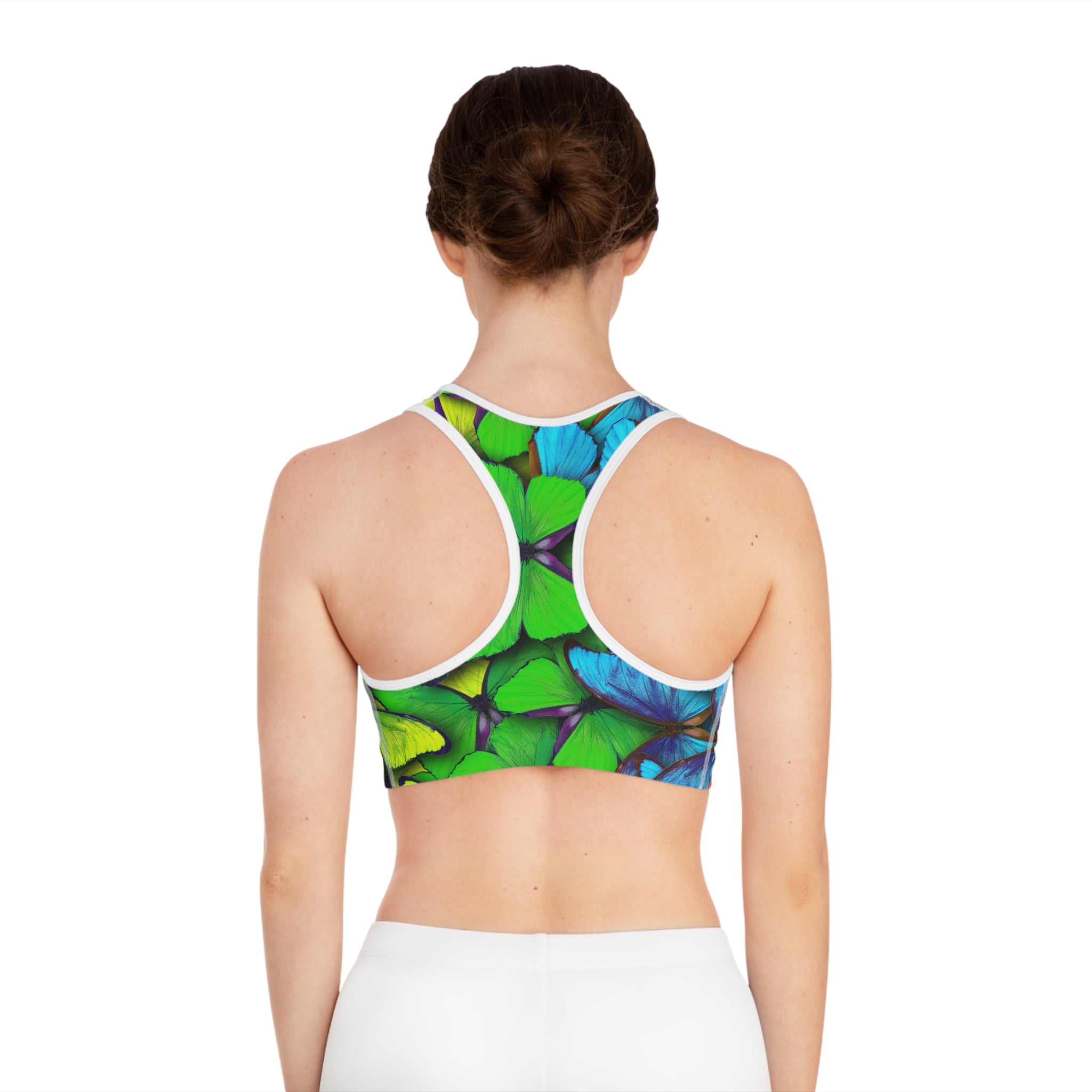 Butterfly Print Sports Bra — Colorful