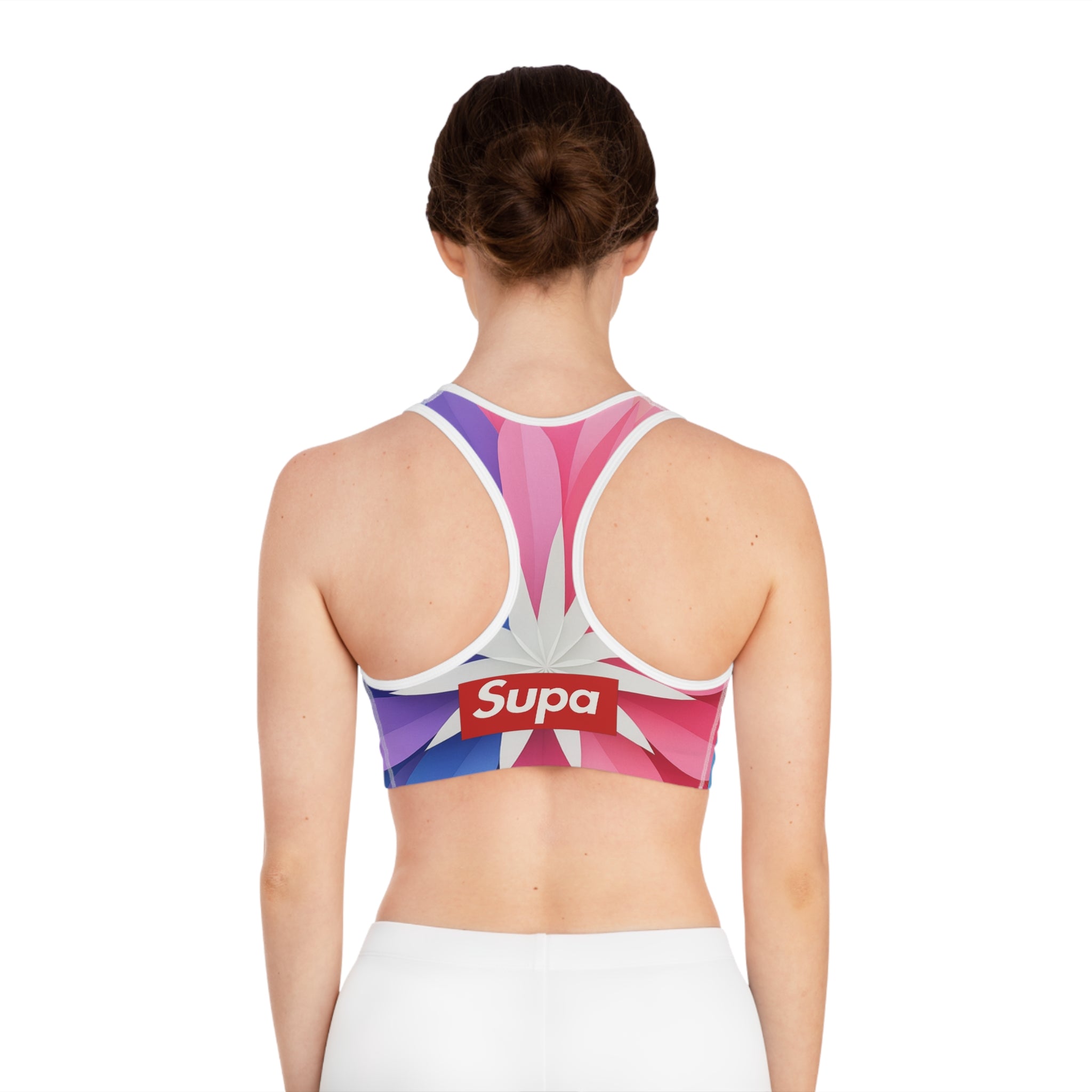 Floral Burst Sports Bra — Vibrant Rainbow Geometric Activewear