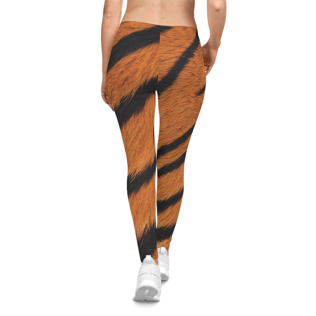 Tiger Print Leggings — Women's Bold Animal-Print AOP with 'Supa' Accent