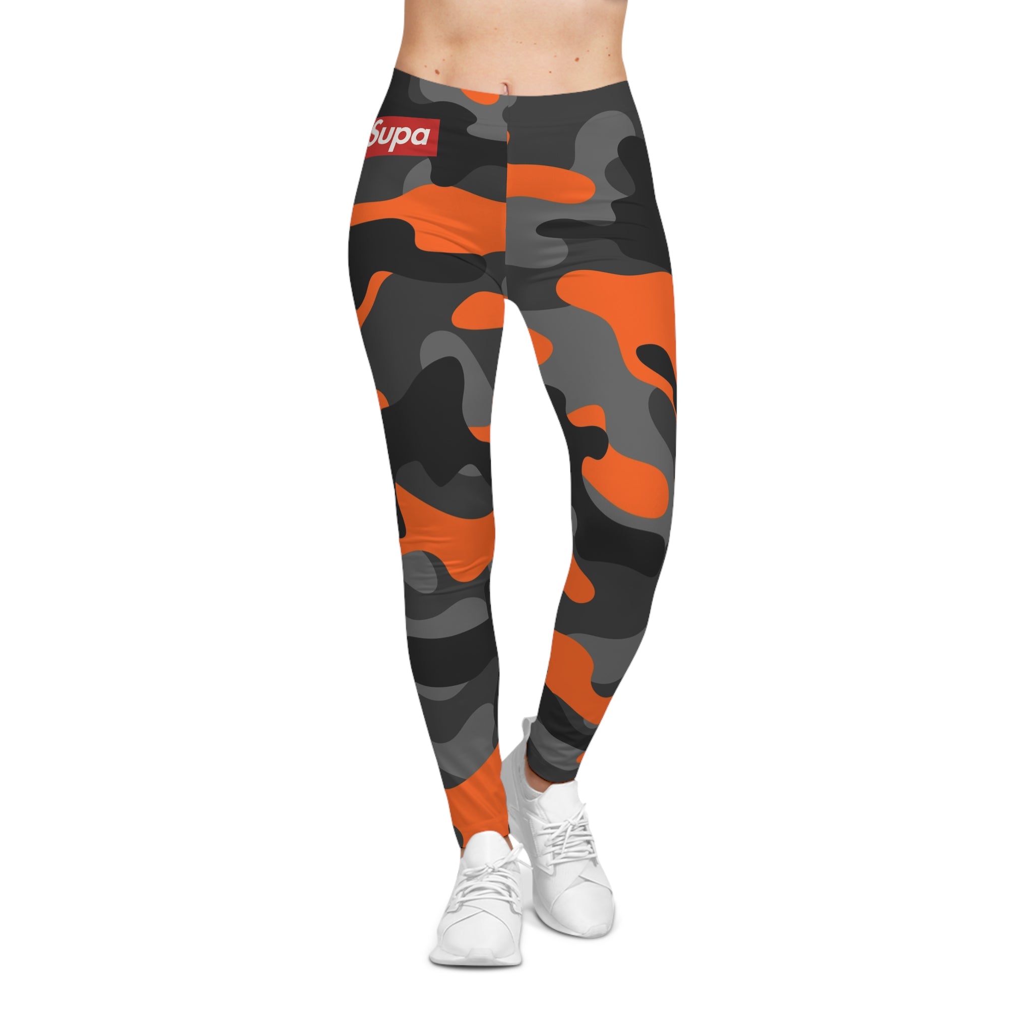 Orange & Black Camo Women's Leggings — Bold Urban All-Over Print