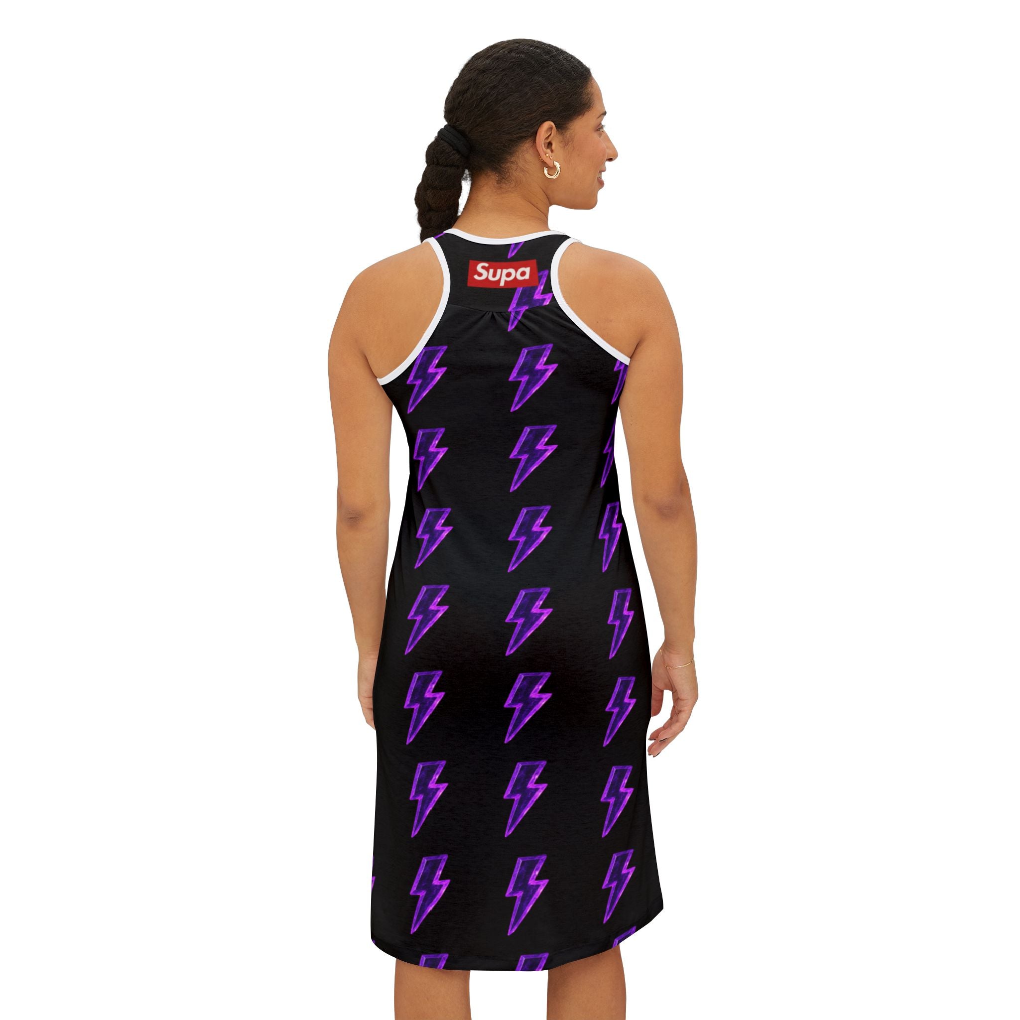 Purple Lightning Racerback Dress — Women's Electric Pattern AOP