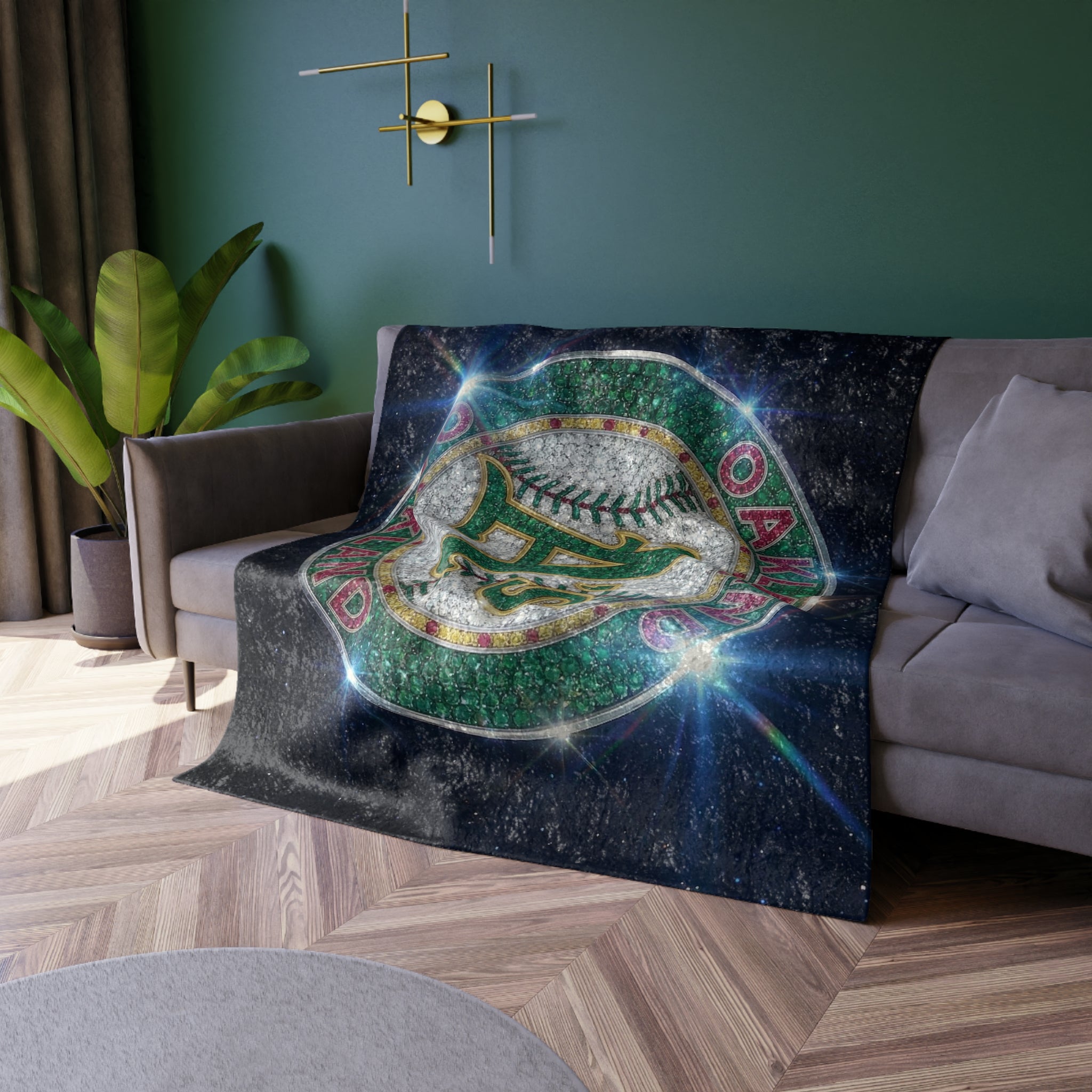 Oakland A's Crushed Velvet Blanket – Sparkle Logo Throw