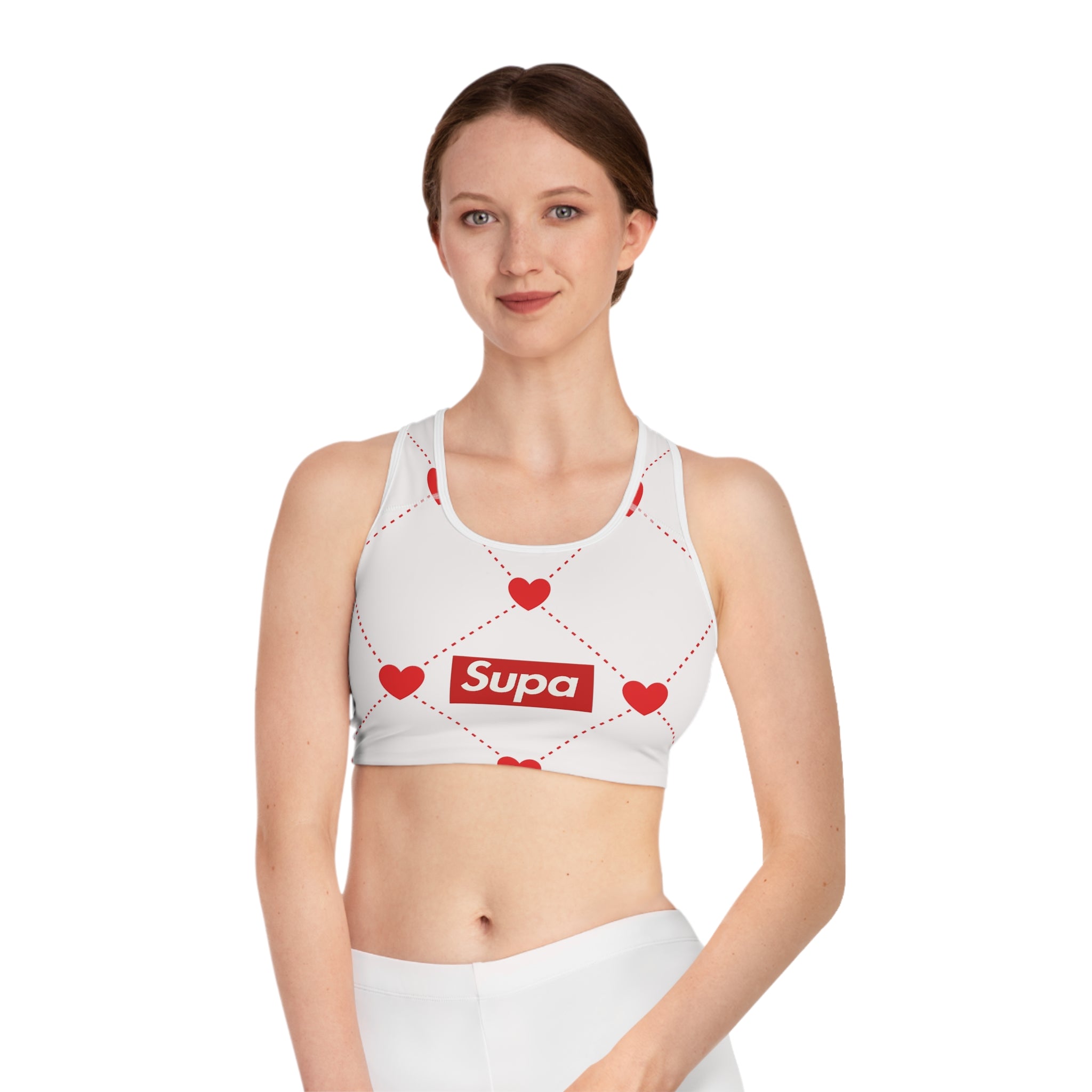 Red Heart 'Supa' Pattern Sports Bra — Cute Valentine Activewear