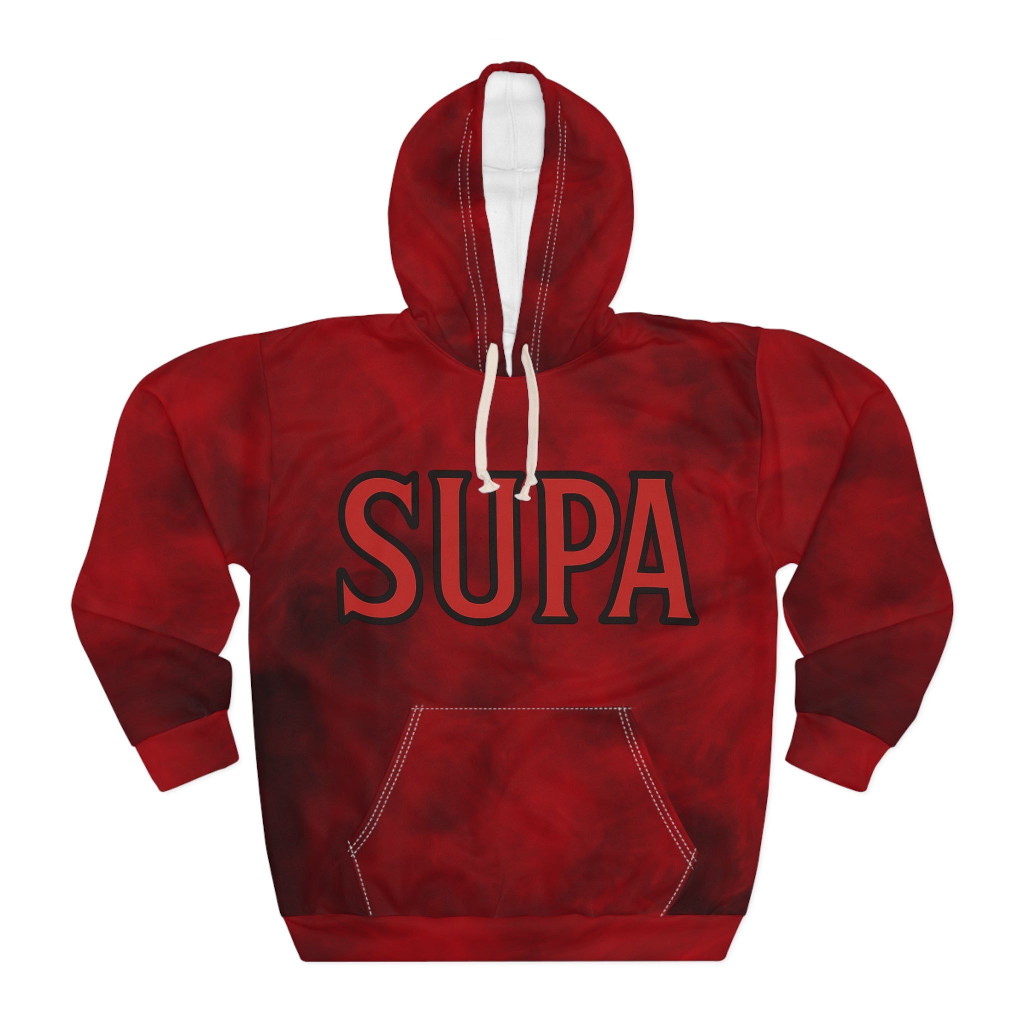 Supa Red Tie-Dye Hoodie – Bold Graphic Pullover