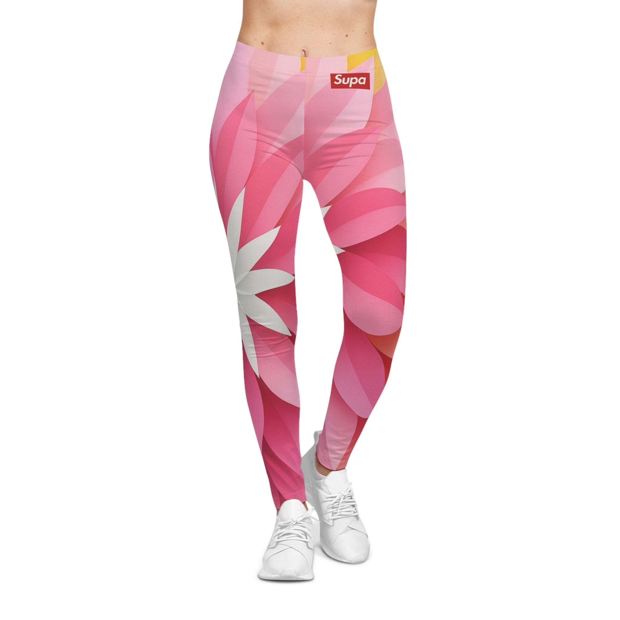 Floral Burst All-Over Print Leggings — Colorful Petal Pattern for Women