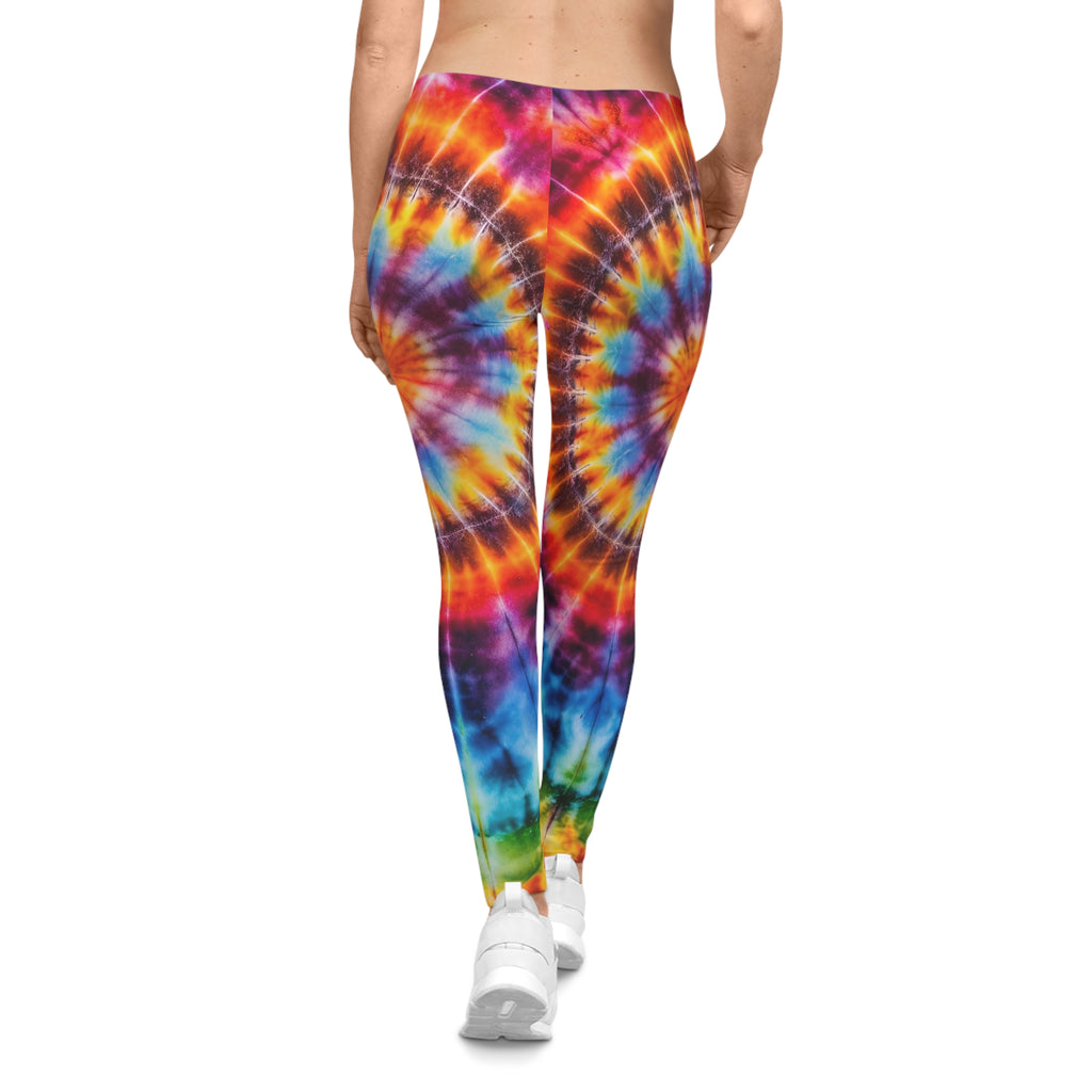 Tie-Dye Spiral Leggings for Women — Bright Rainbow All-Over Print