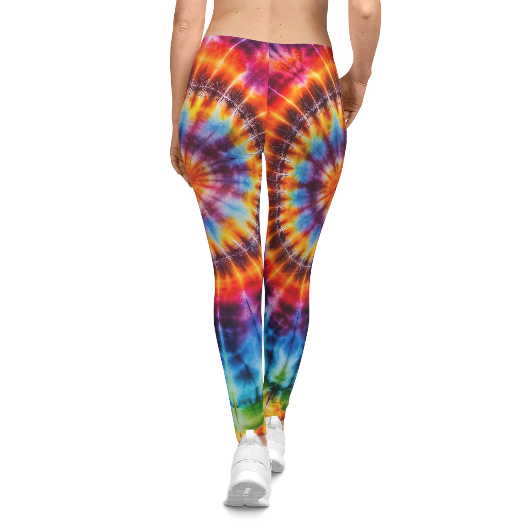 Tie-Dye Spiral Leggings for Women — Bright Rainbow All-Over Print