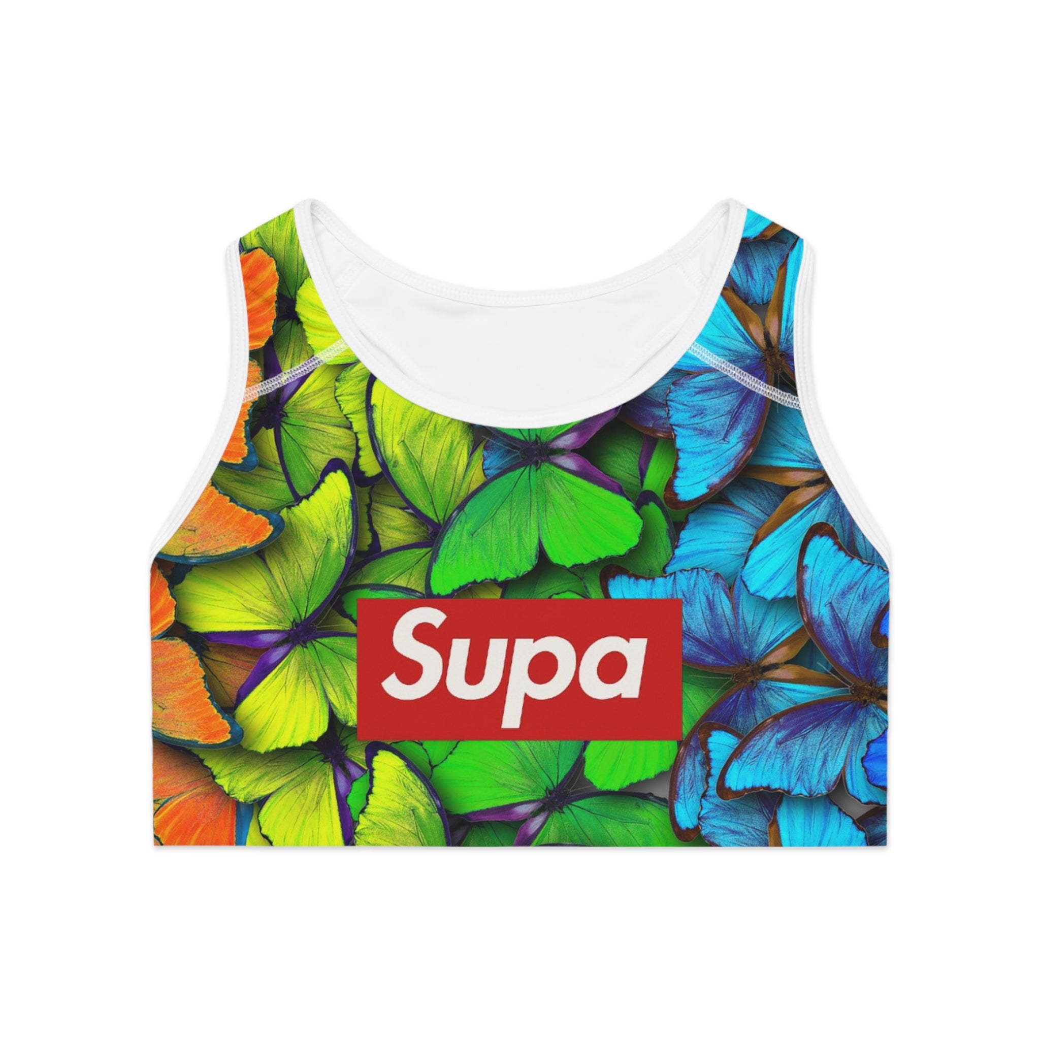 Butterfly Print Sports Bra — Colorful