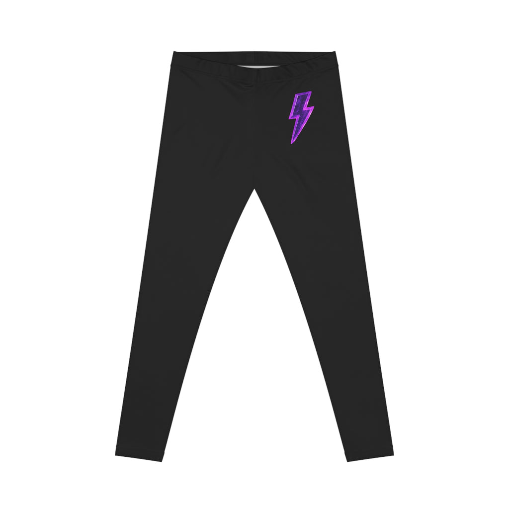 Black Leggings with Purple Lightning Bolt — Women's Casual Activewear