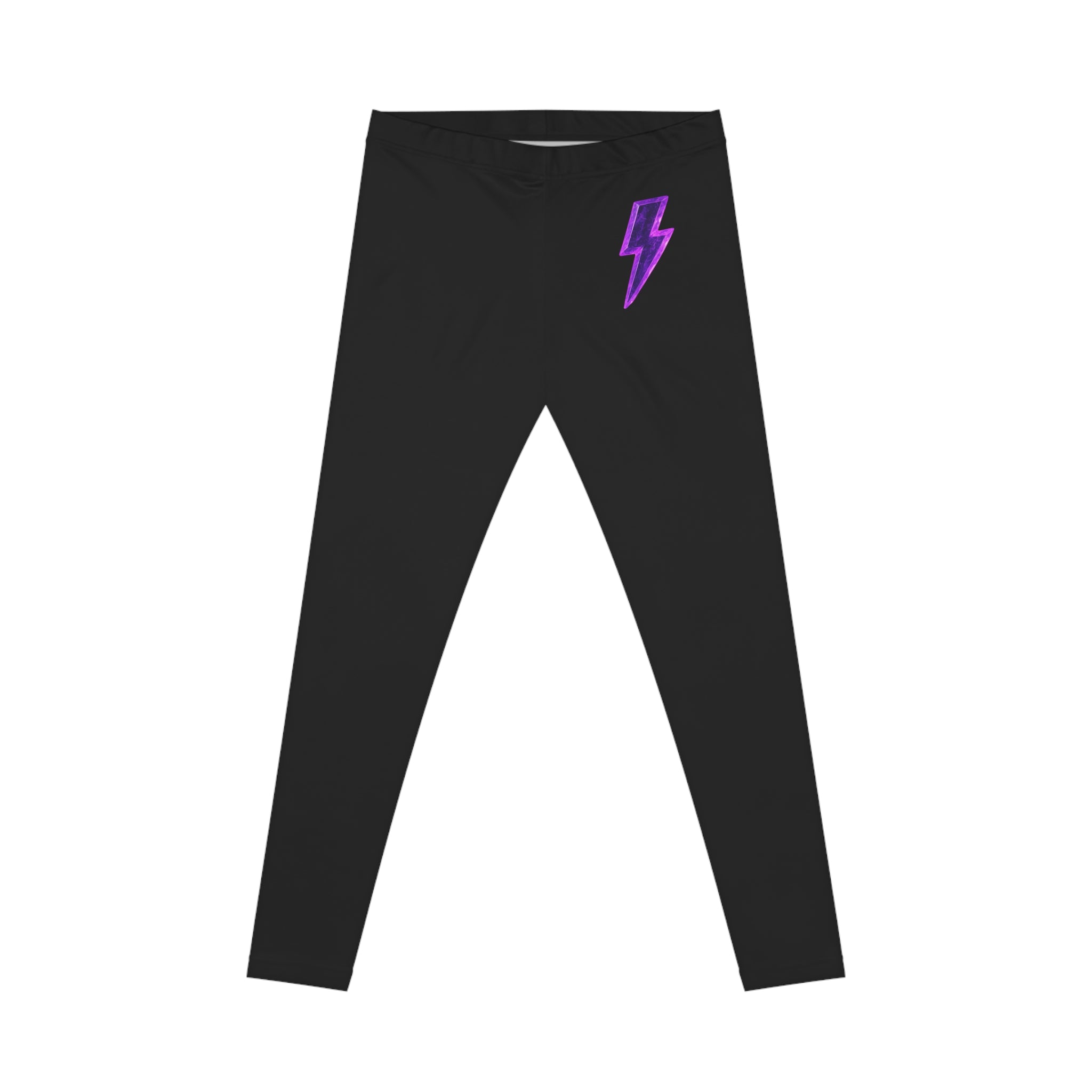 Black Leggings with Purple Lightning Bolt — Women's Casual Activewear