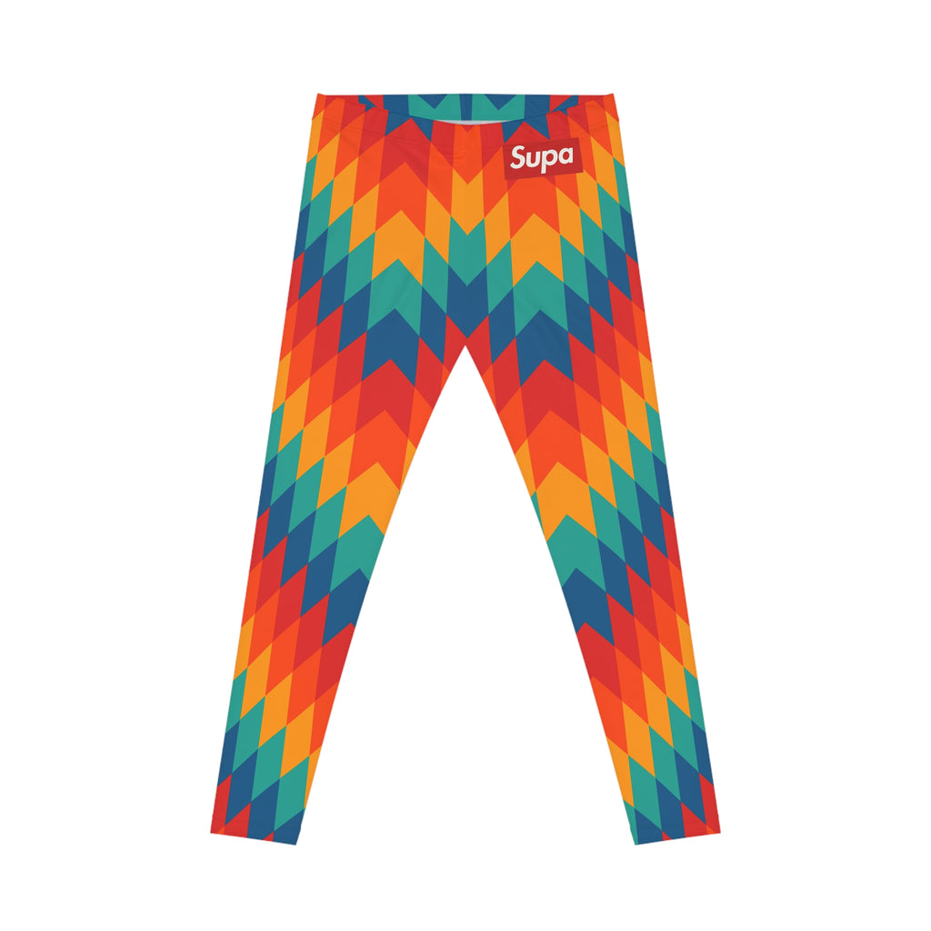 Women’s Vibrant Chevron Leggings — Colorful Geometric All-Over Print