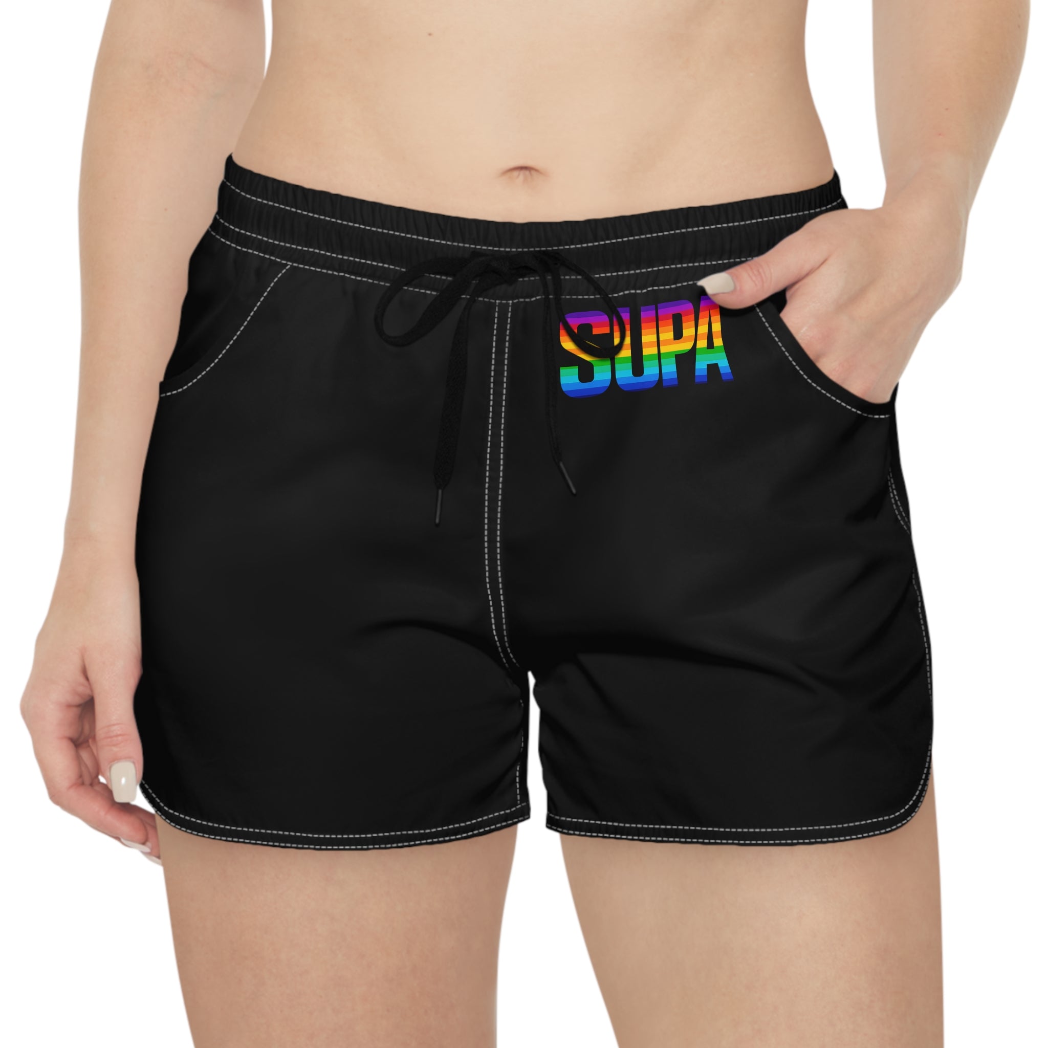 Supa Rainbow Logo Women's Casual Shorts — Cute Lounge & Workout Gym Shorts