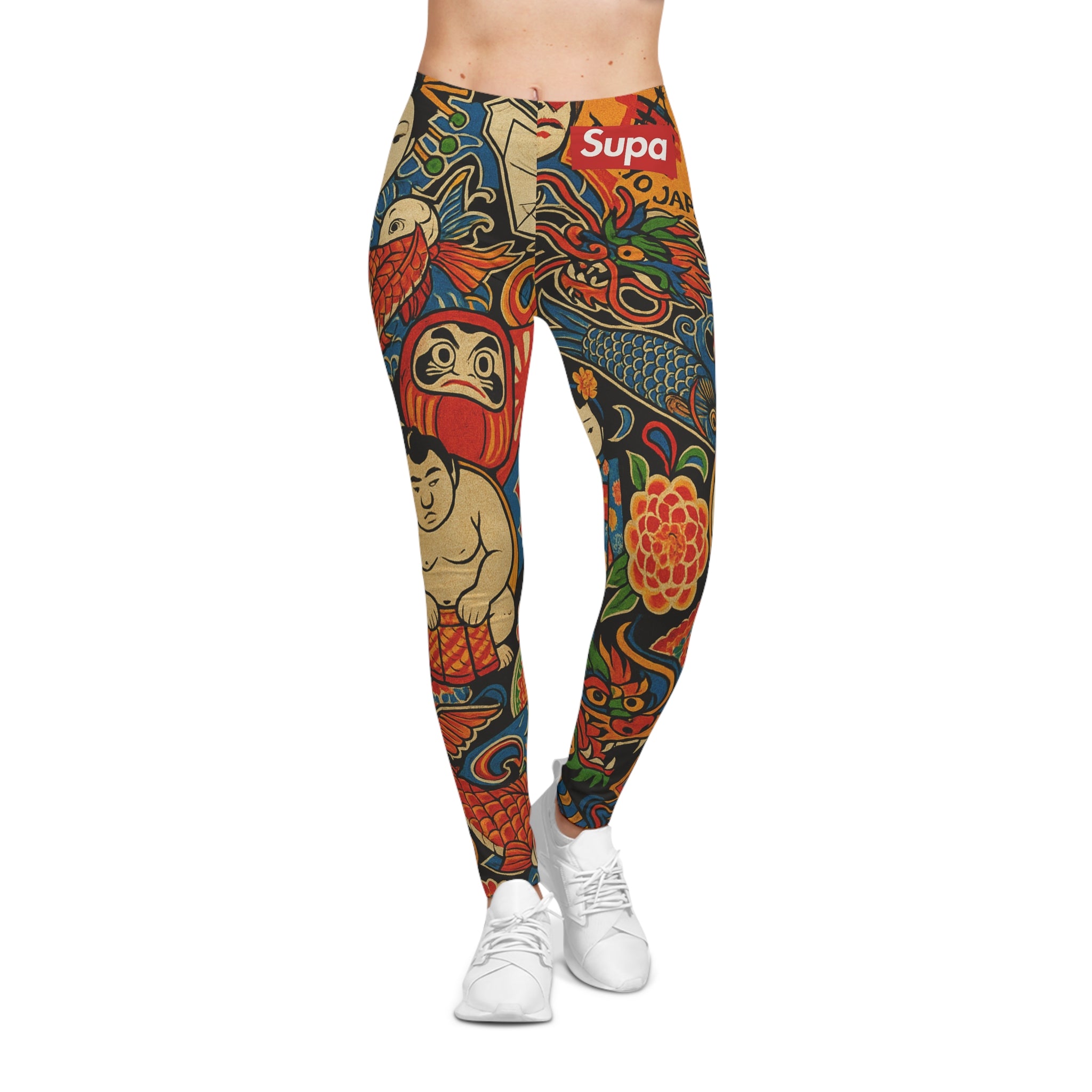 Tokyo Tattoo-Inspired Women's Leggings — Koi, Daruma & Sumo Print AOP