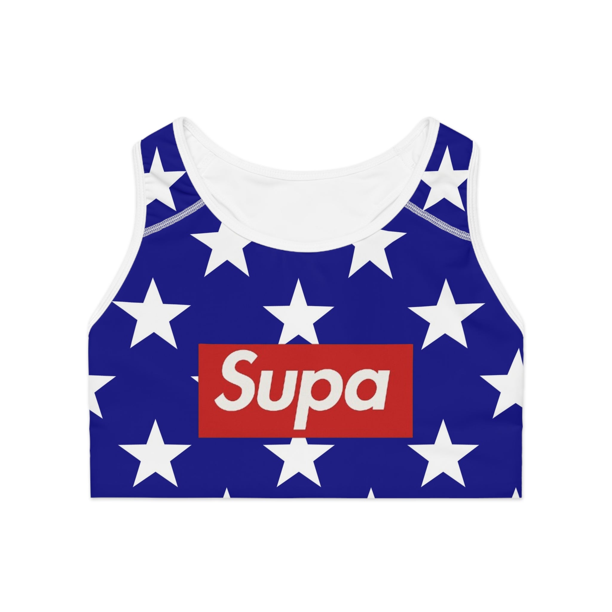 Star Print 'Supa' Sports Bra — Patriotic Blue Activewear