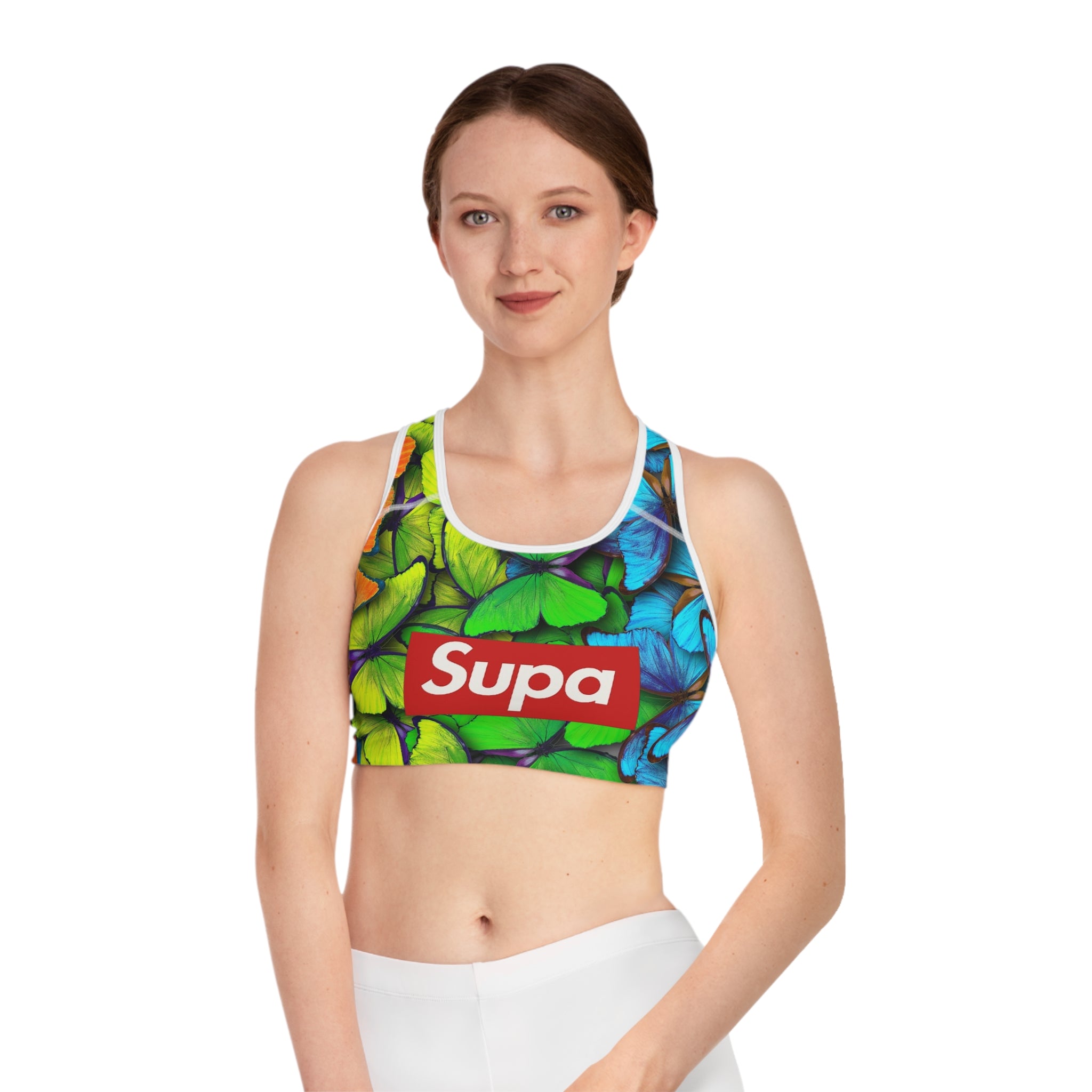 Butterfly Print Sports Bra — Colorful