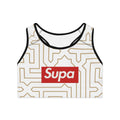 Geometric Gold Maze Sports Bra — 'Supa' Logo Activewear
