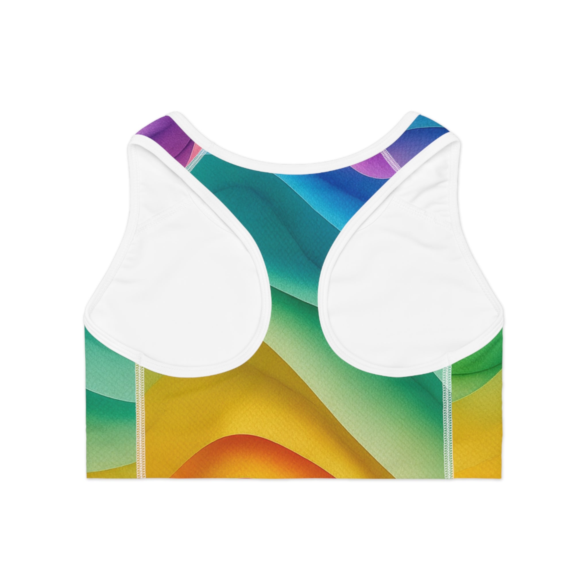 Supa Rainbow Wave Sports Bra — Colorful All-Over-Print Activewear