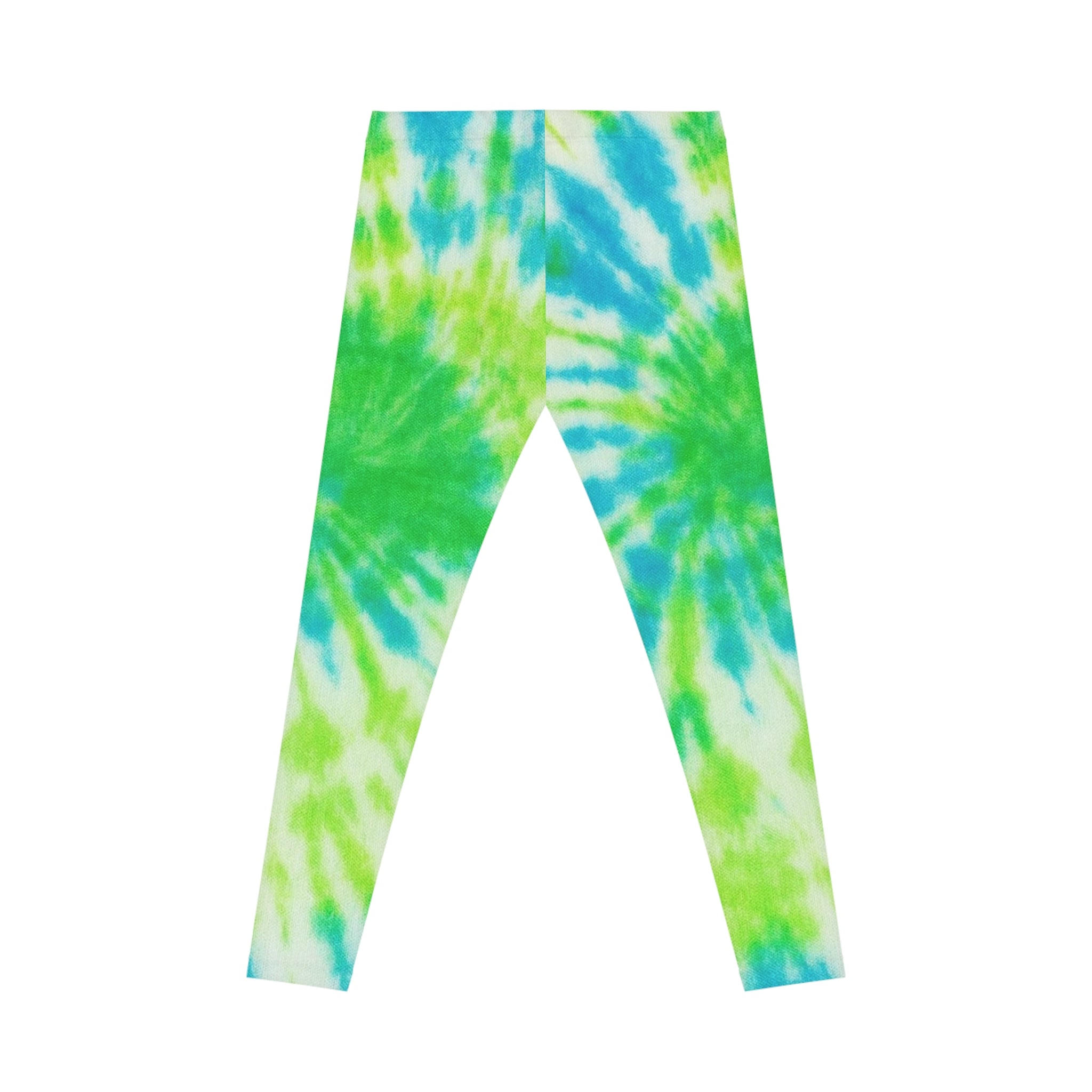 Tie-Dye Green Blue Leggings — 'Supa' Logo Casual AOP Leggings