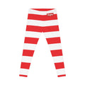 Red & White Striped Women's Leggings — Bold Candy Cane Stripe Pattern