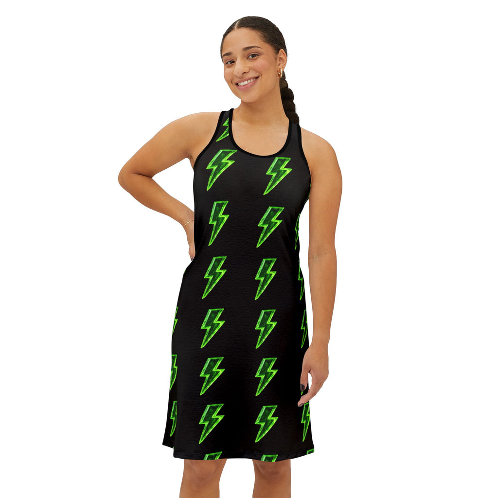 Neon Green Lightning Bolt Racerback Dress