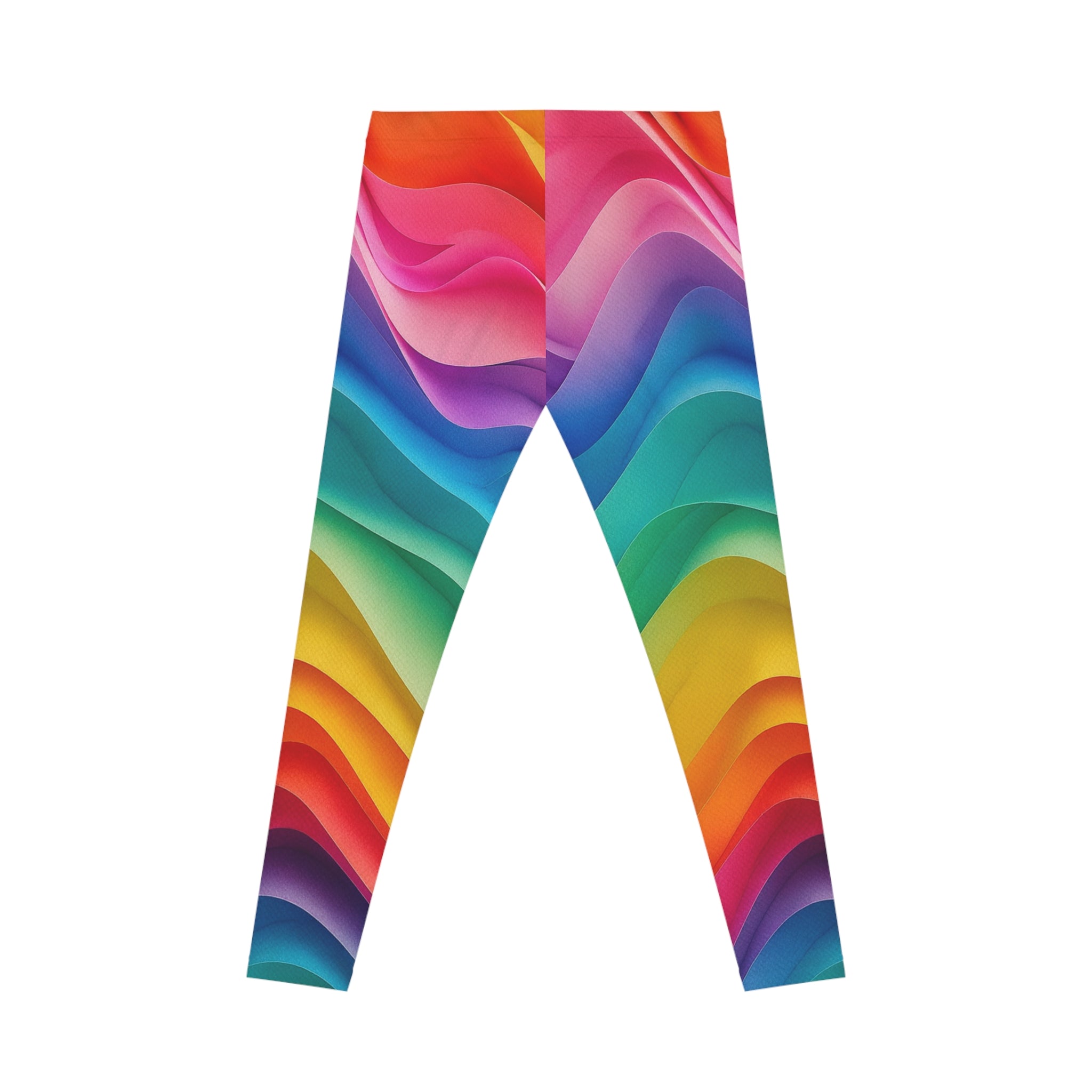 Rainbow Wave Leggings — Colorful All-Over Print Women's Activewear
