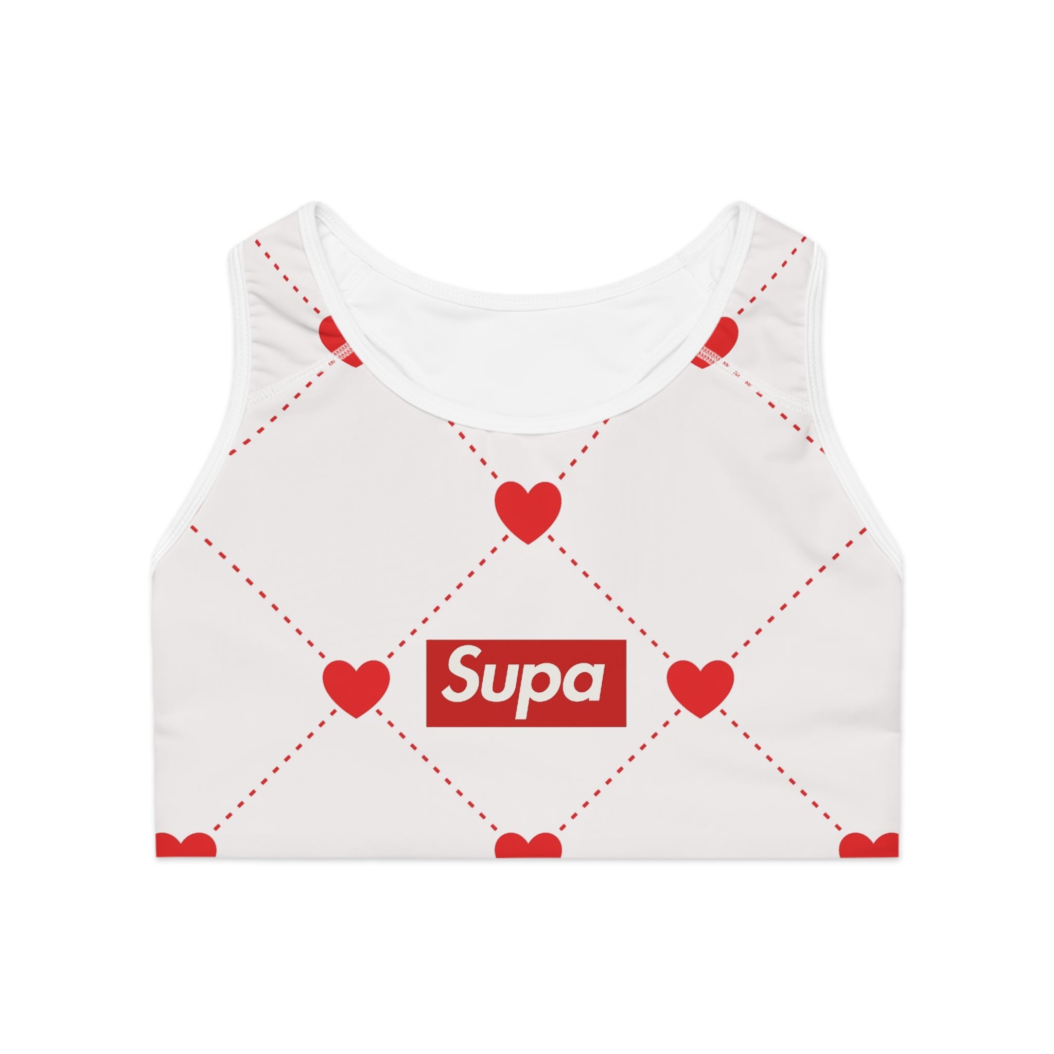 Red Heart 'Supa' Pattern Sports Bra — Cute Valentine Activewear