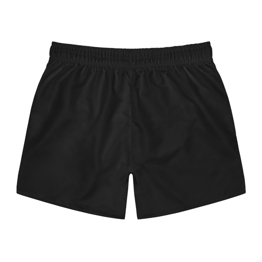 Retro Rainbow 'SUPA' Swim Trunks - Black Beach Shorts