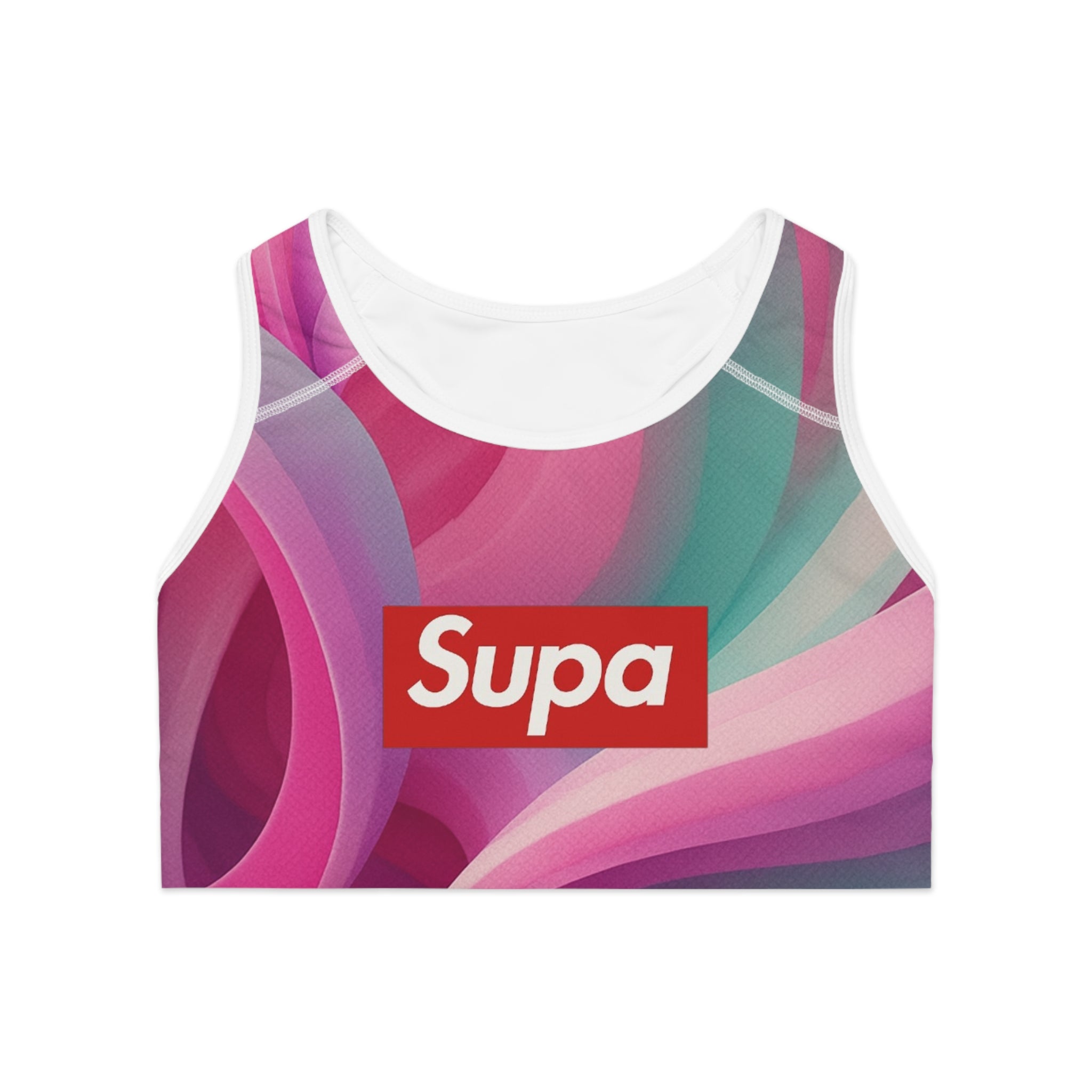 Supa Pink Swirl Sports Bra — All-Over Print Activewear