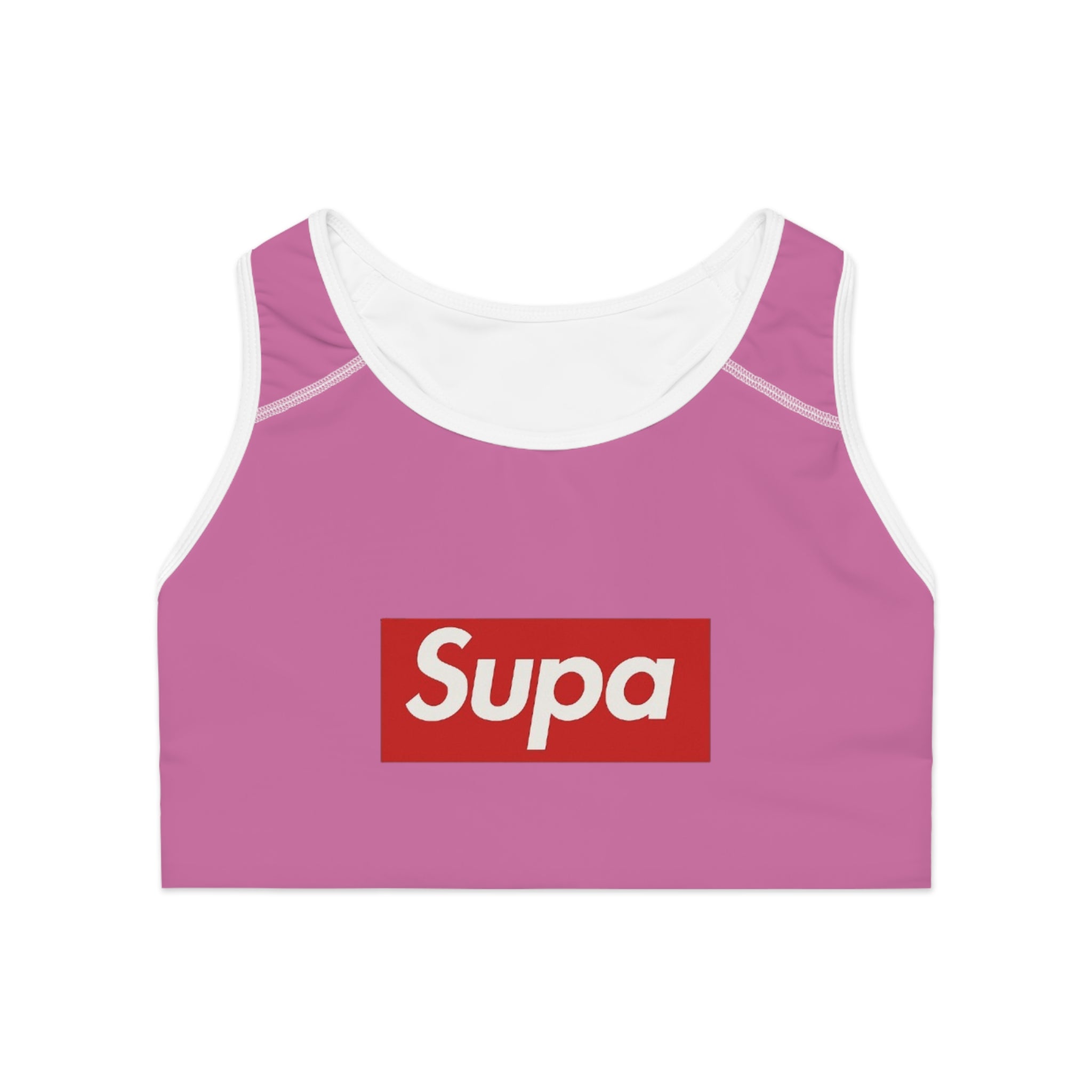 Sports Bra — 'Supa' Pink Logo Racerback Activewear