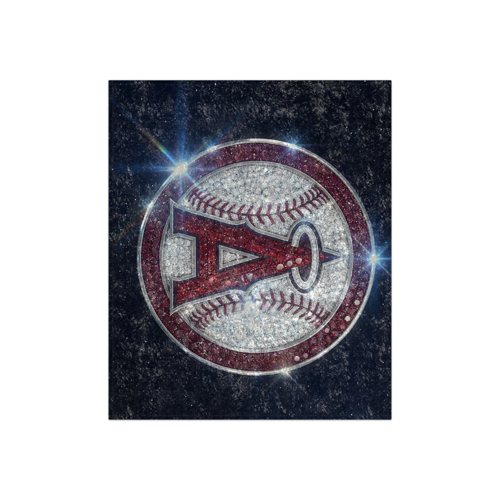 Crushed Velvet Baseball Logo Blanket — Sparkling Team Emblem Throw