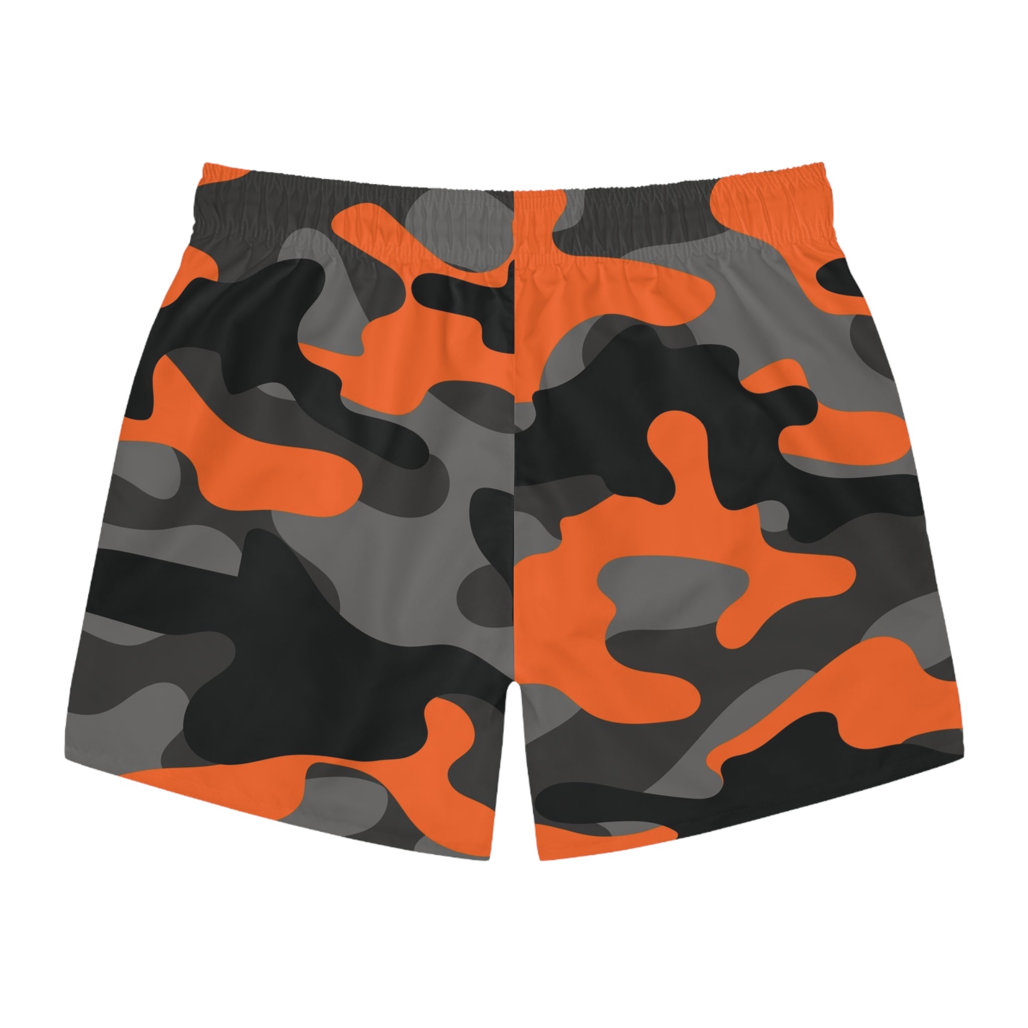 Camo Swim Trunks — Orange & Gray All-Over Print
