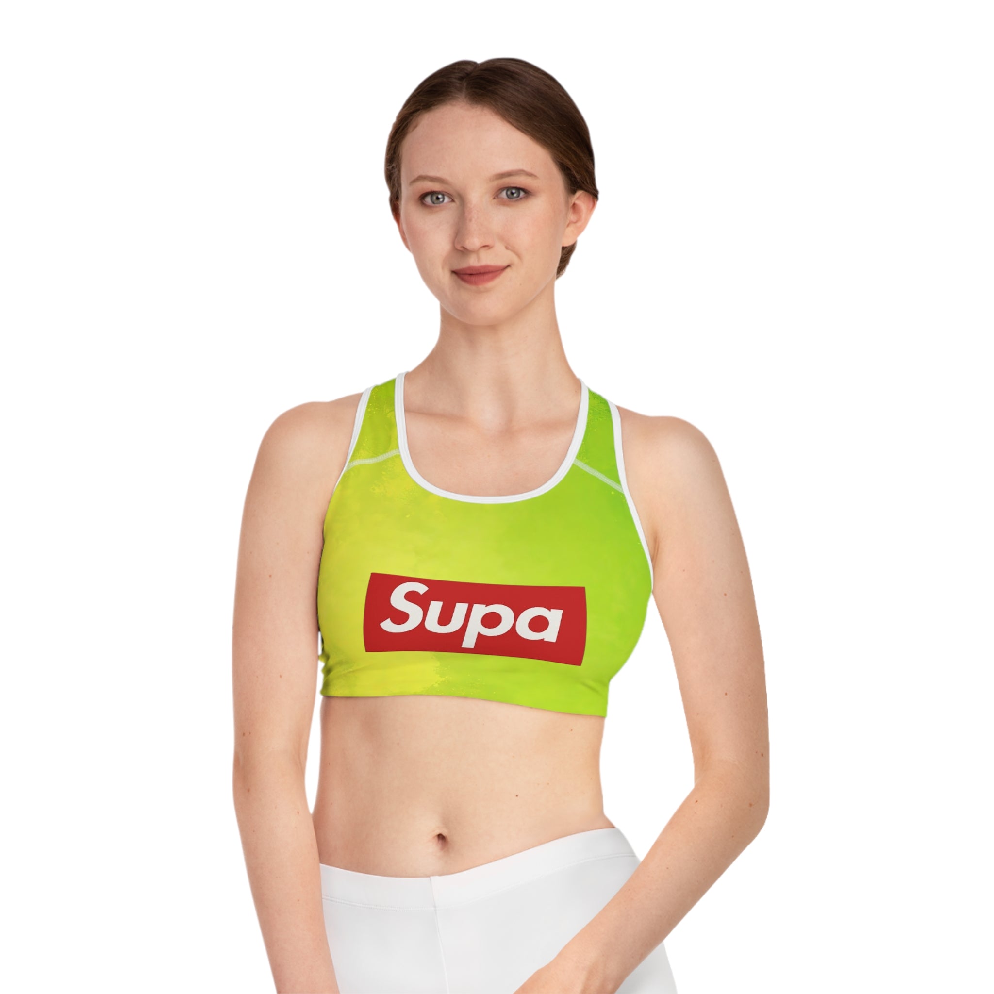 Supa Logo Sports Bra — Lime Tie-Dye Activewear