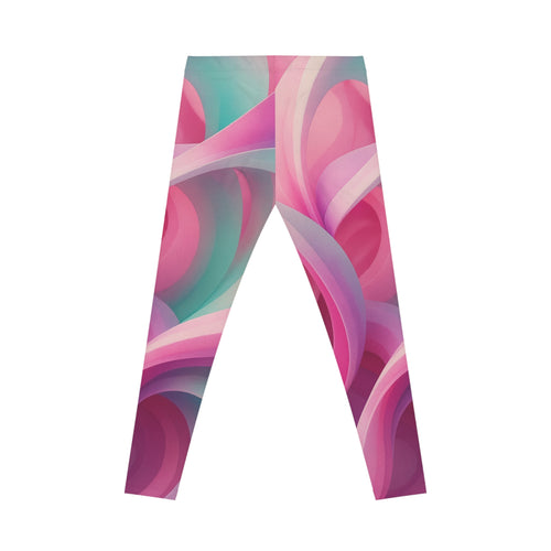 Abstract Pink Swirl Leggings — Women's All-Over Print Casual Leggings