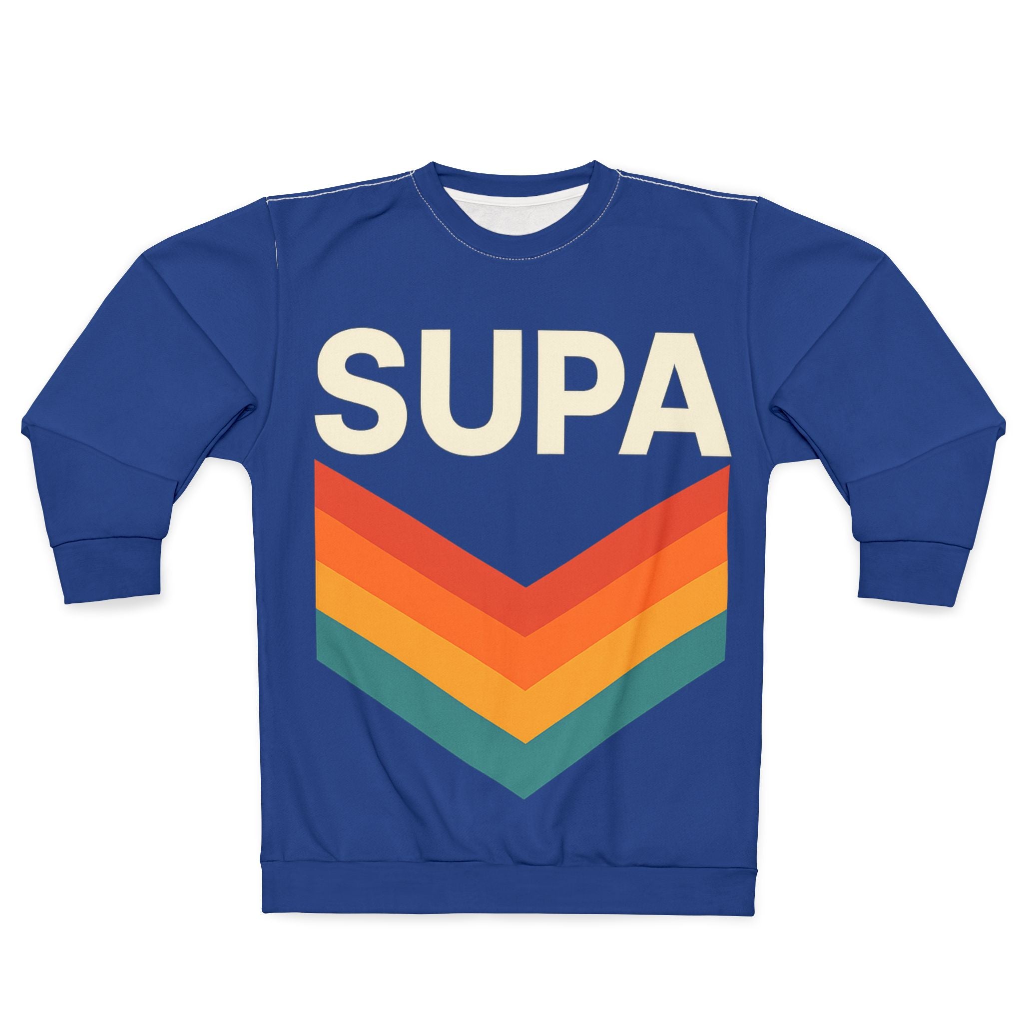 Supa Retro Chevron Sweatshirt — Vintage Rainbow Graphic Crewneck