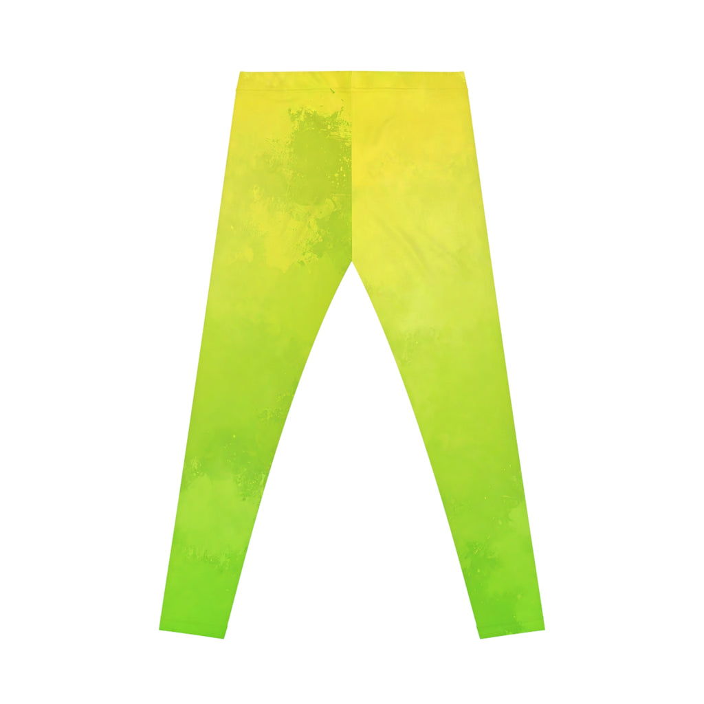 Yellow-Green Tie-Dye "Supa" Leggings — Women's Casual AOP Activewear