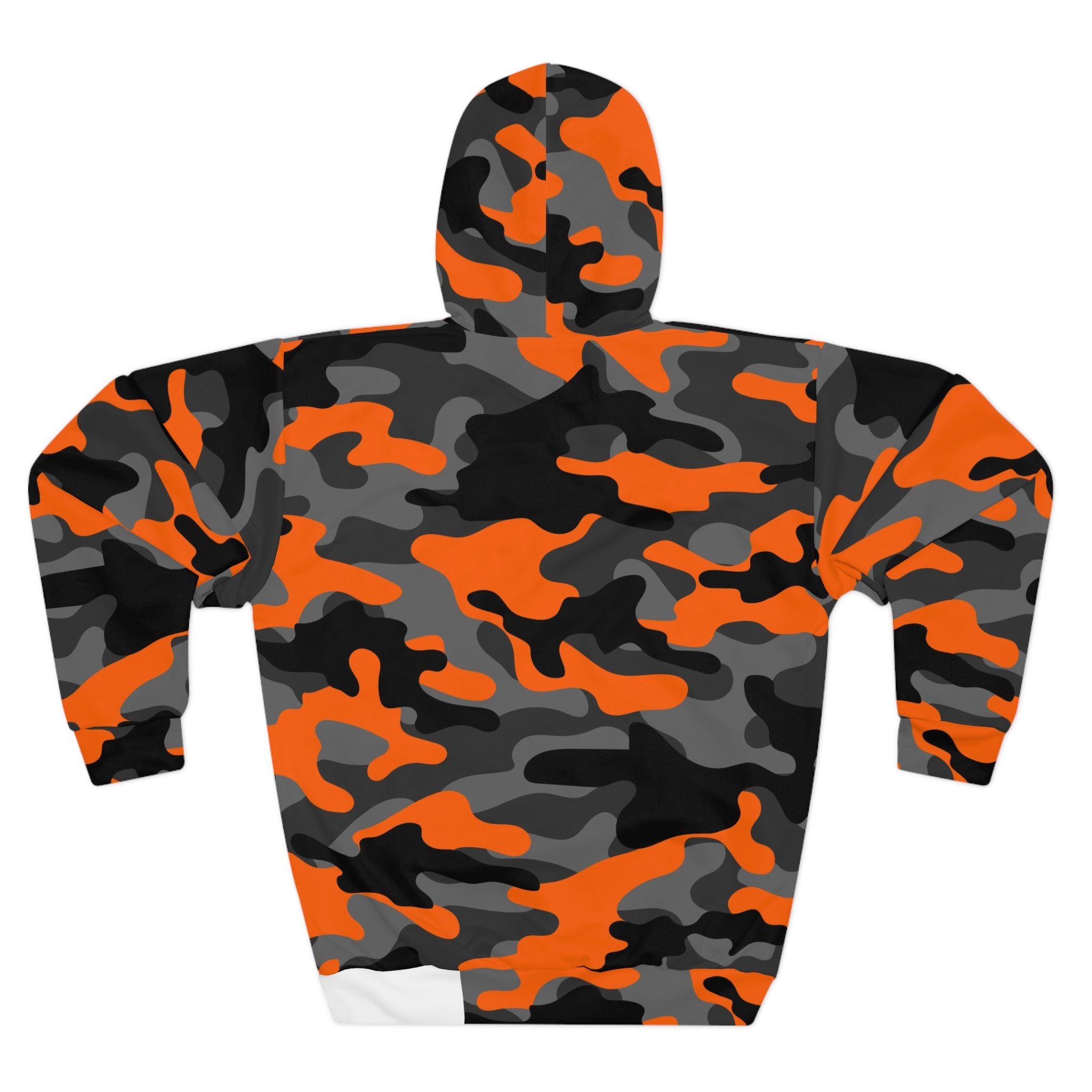 Orange & Black Camo Hoodie — All-Over Print Pullover
